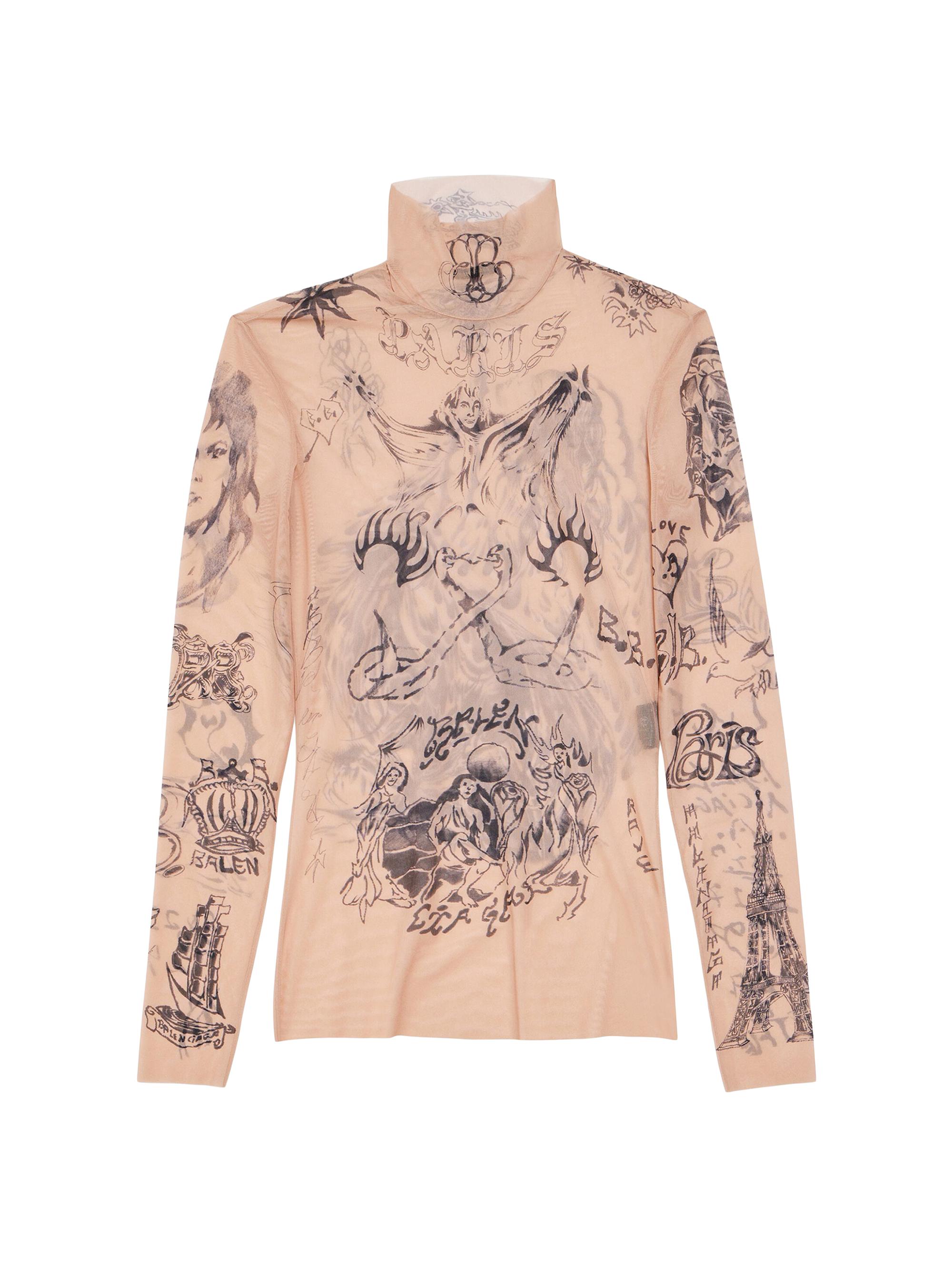 Balenciaga Women's Tat Long Sleeve Top - Light Beige