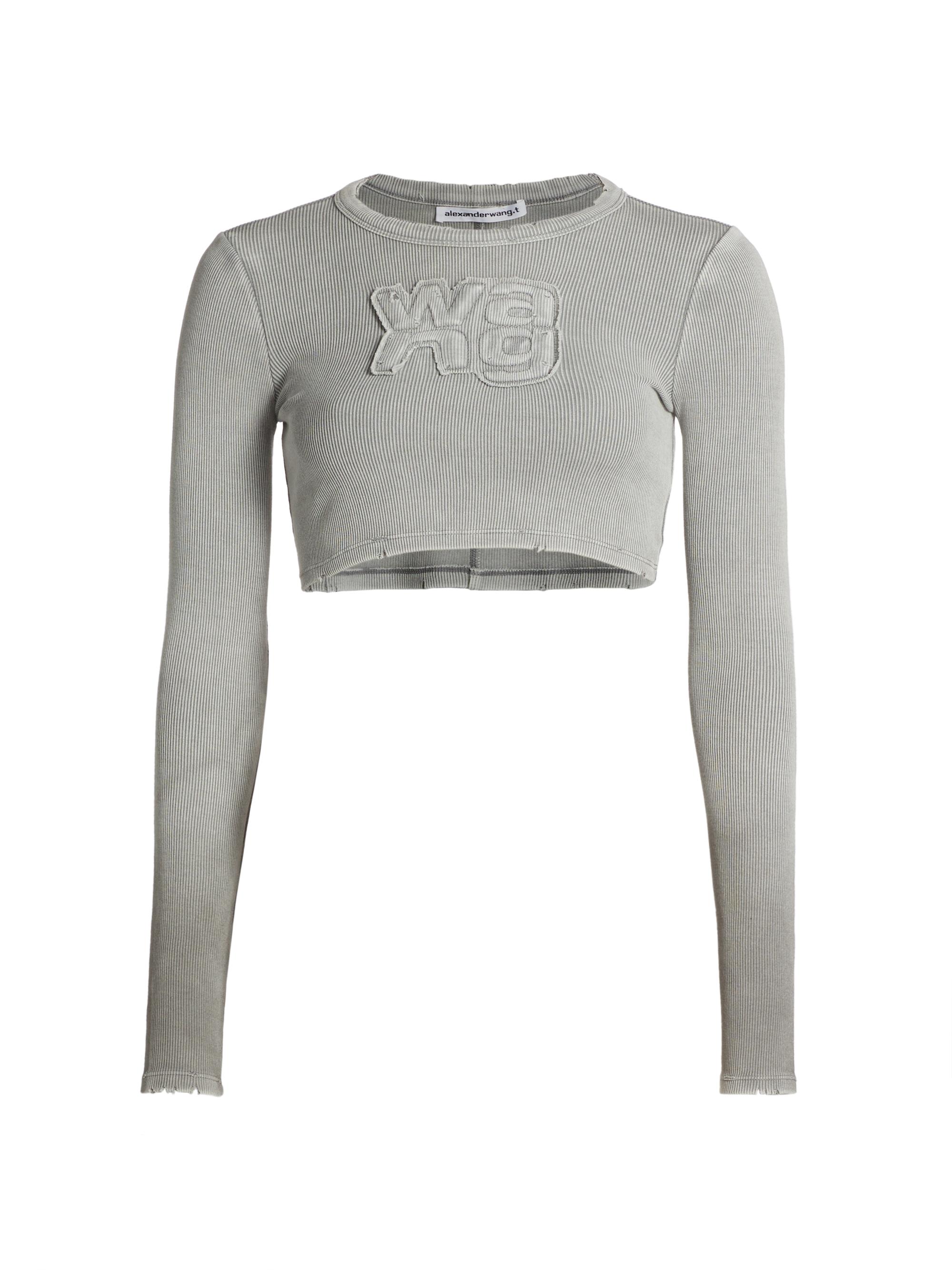 alexanderwang グレー クロップド長袖 Tシャツ S