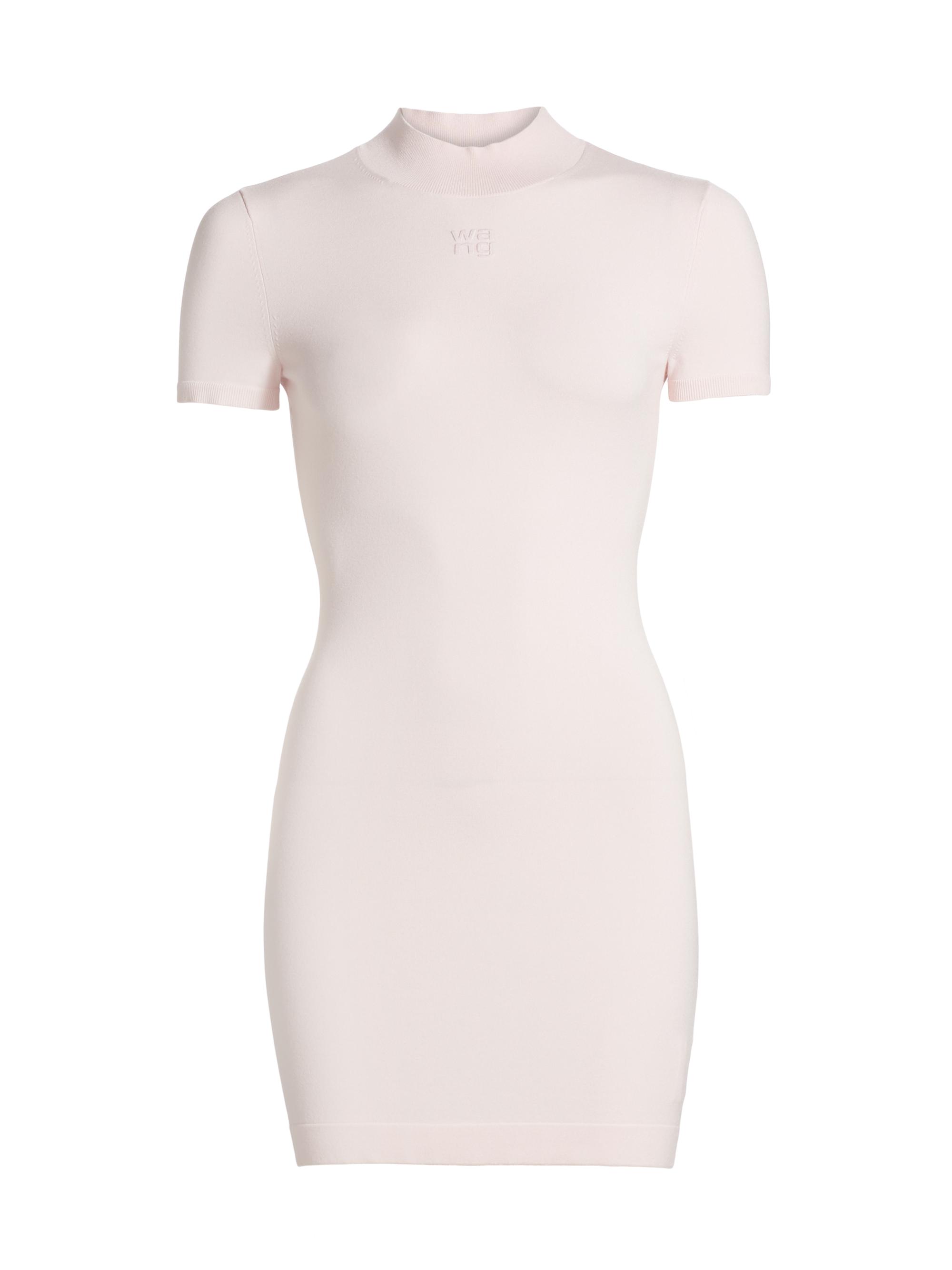 alexanderwang.t Women's Embossed Logo Mock Turtleneck T-Shirt Dress - Ballerina Pink
