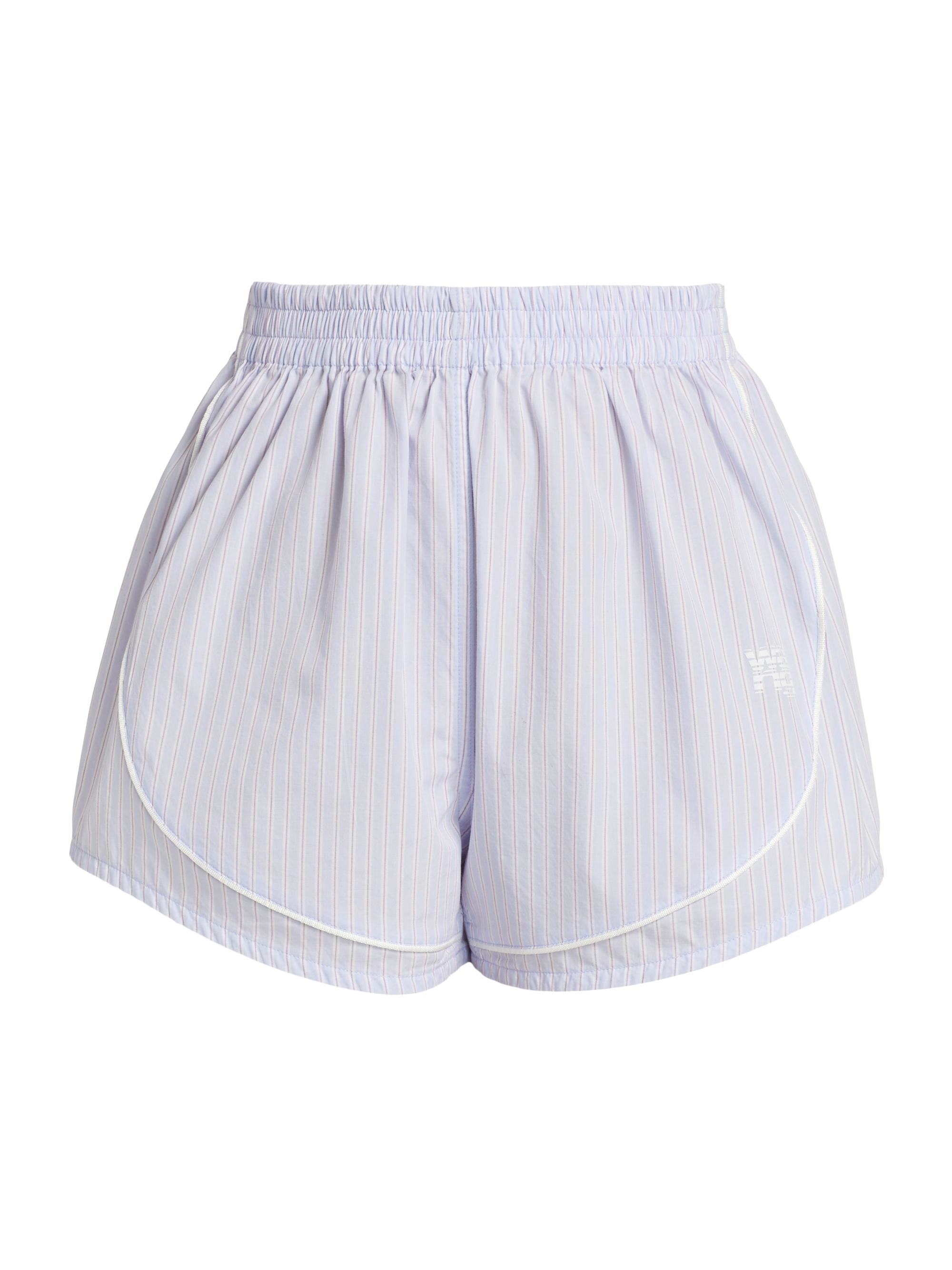 alexanderwang.t Women's Piped Cotton Mini Track Shorts - Light Blue Stripe