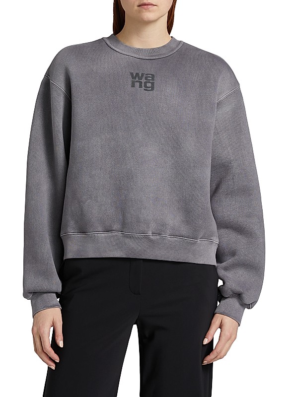 Shop Alexander Wang Essential Terry Puff Logo Sweatshirt Shop Alexander Wang Essential Terry Puff Logo Sweatshirt