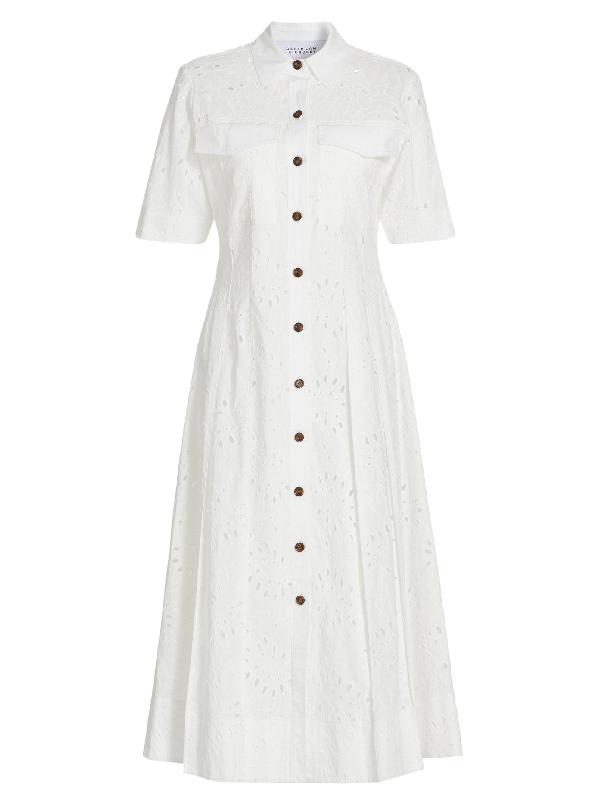 Derek Lam 10 Crosby Women's Lincoln Eyelet Utility Shirtdress - White