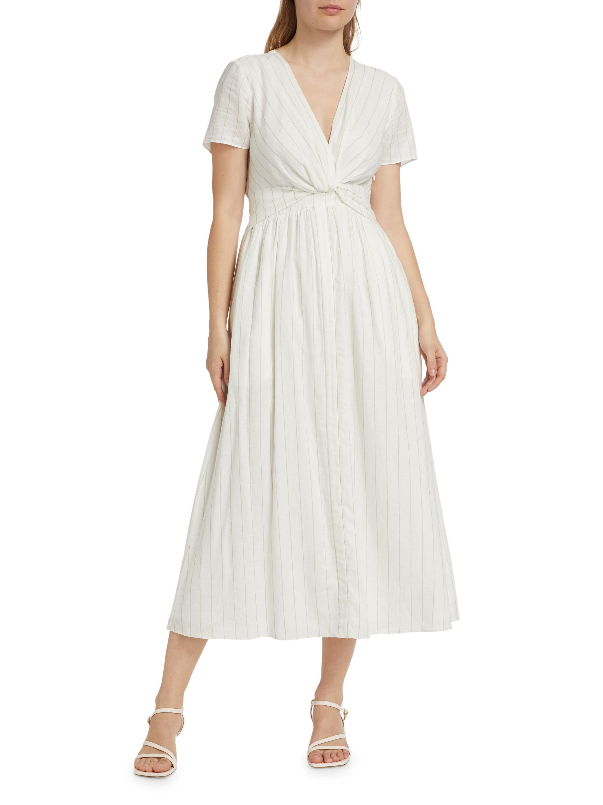Derek Lam 10 Crosby Esmeray Striped Linen-Blend Midi-Dress | Saks