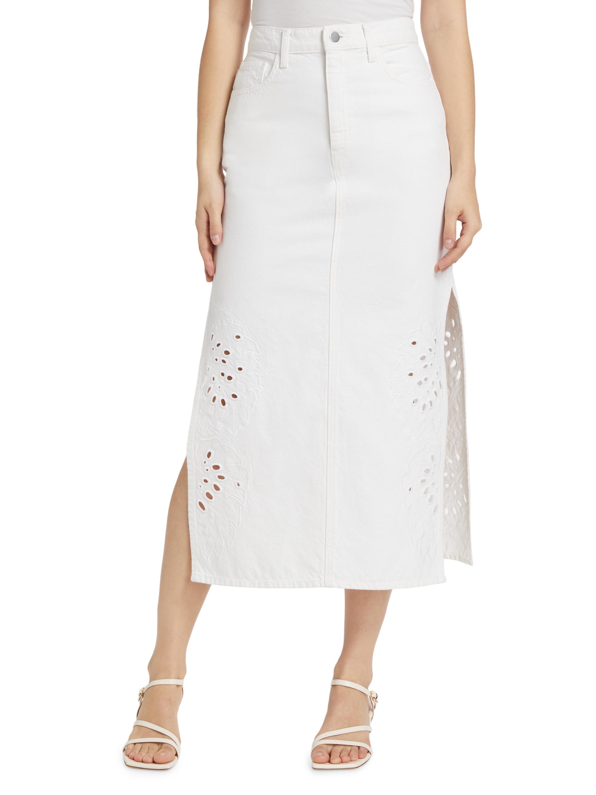 Derek Lam 10 Crosby Violet Eyelet Denim Midi-Skirt | Saks Fifth Avenue
