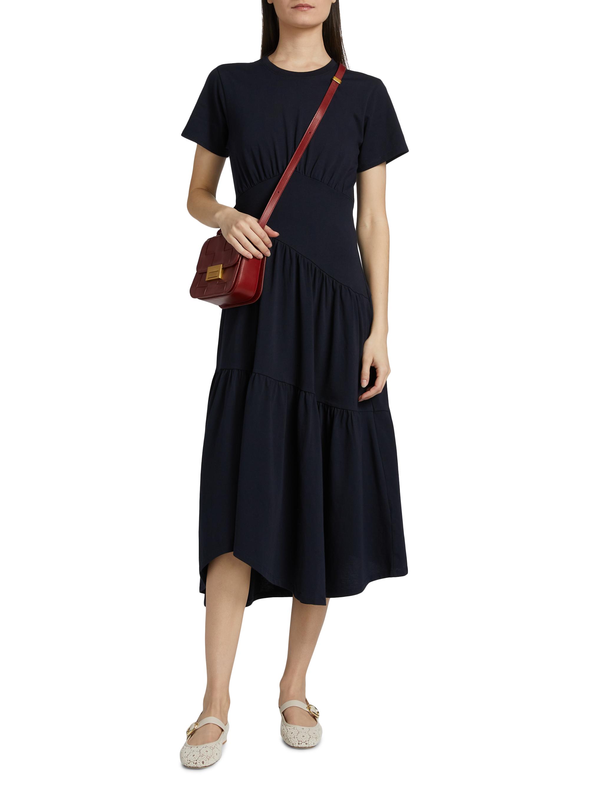 Frame Gathered Seam Cotton Midi-Dress | Saks Fifth Avenue