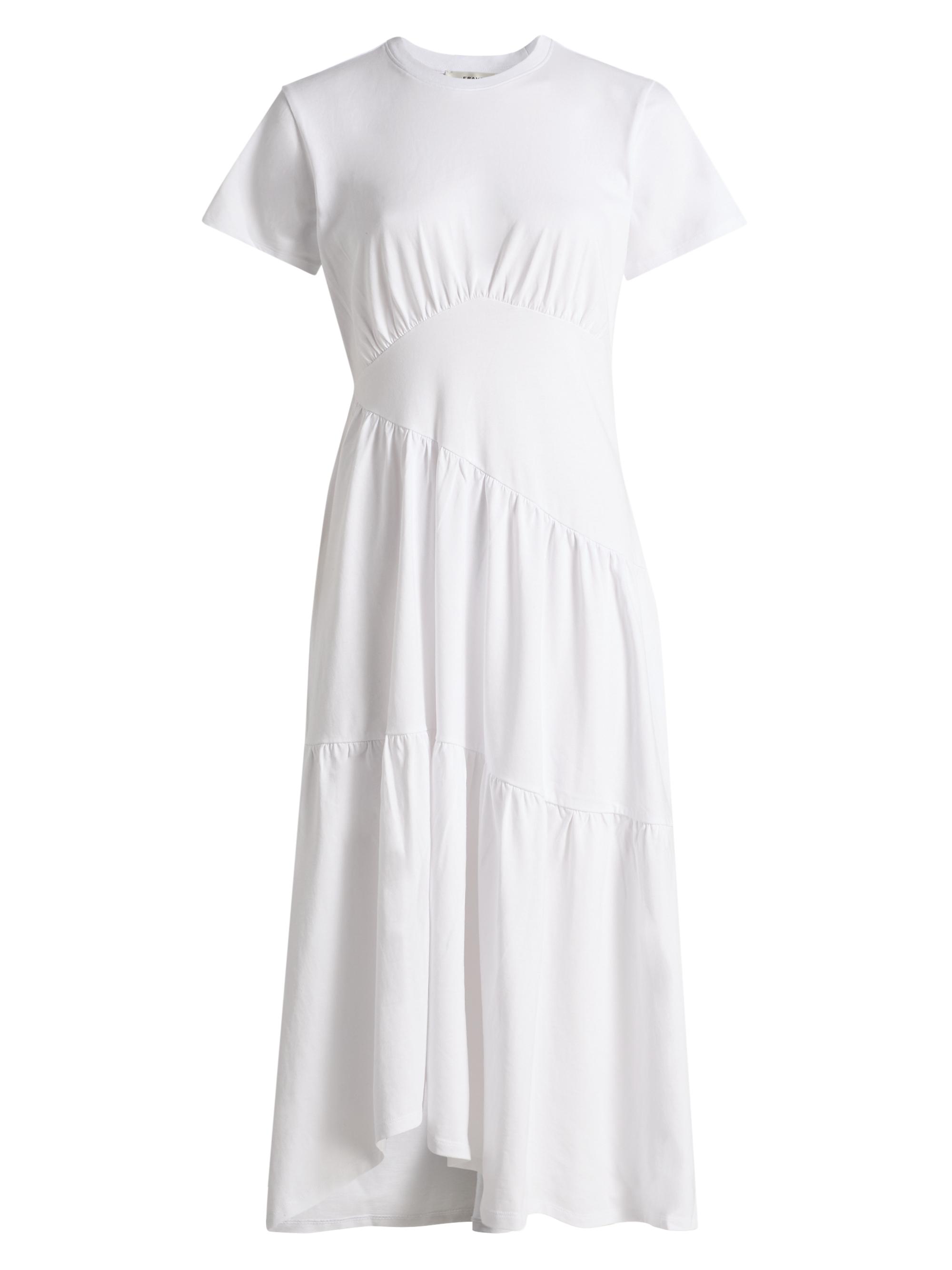 FRAME Women's Gathered Seam Cotton Midi-Dress - White