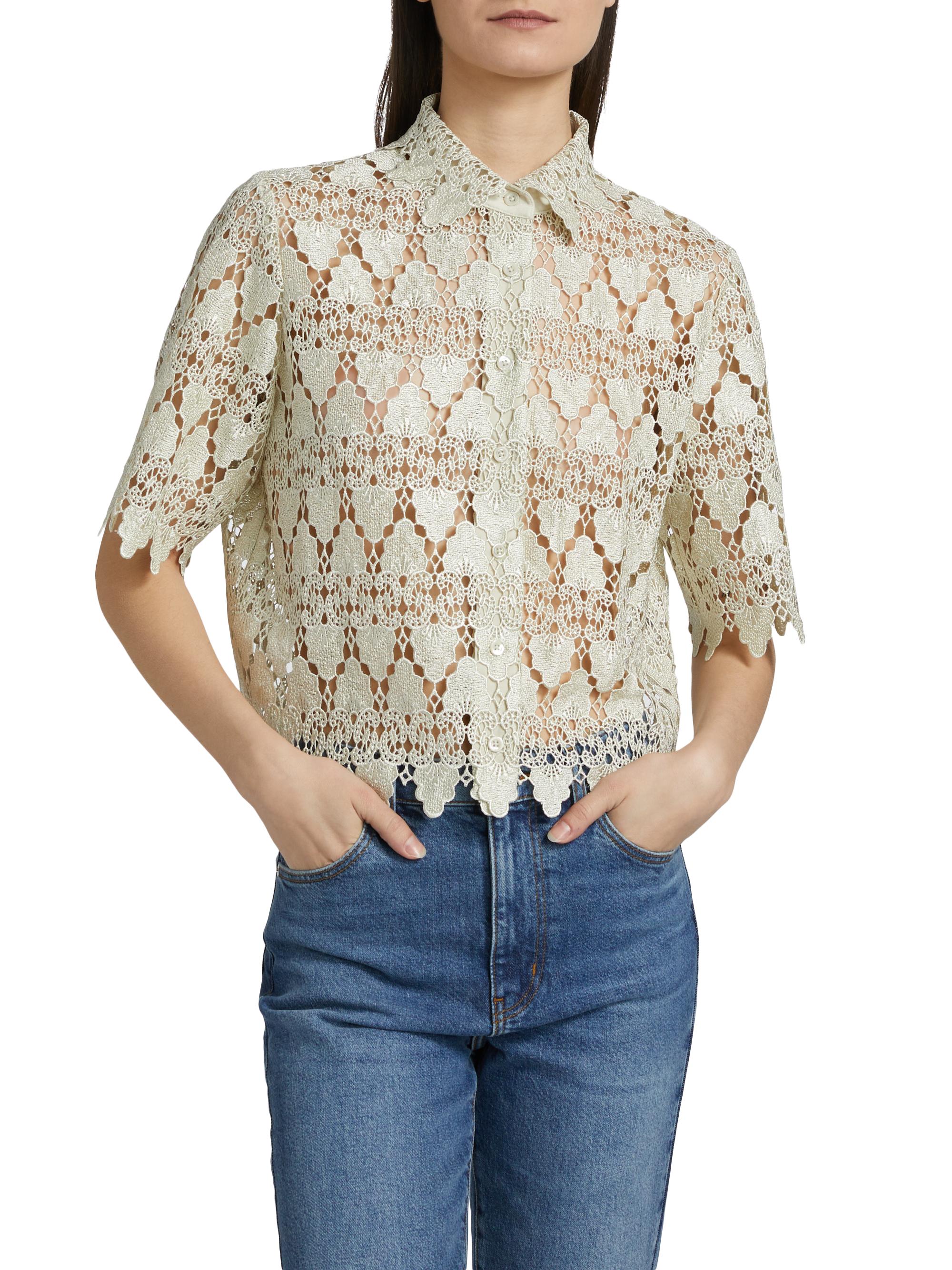 Frame Lace Button-Up Shirt | Saks Fifth Avenue