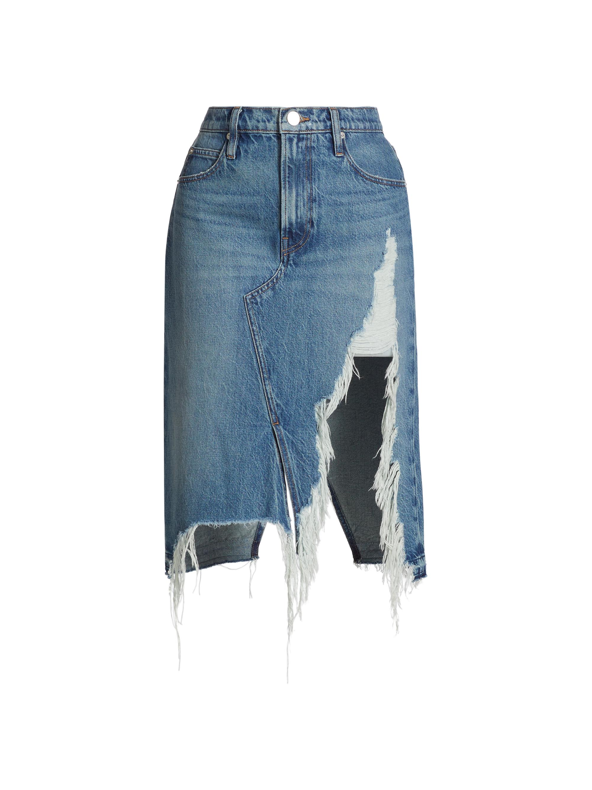 Frame Women's Deconstructed Denim Fray Hem Skirt - Salem