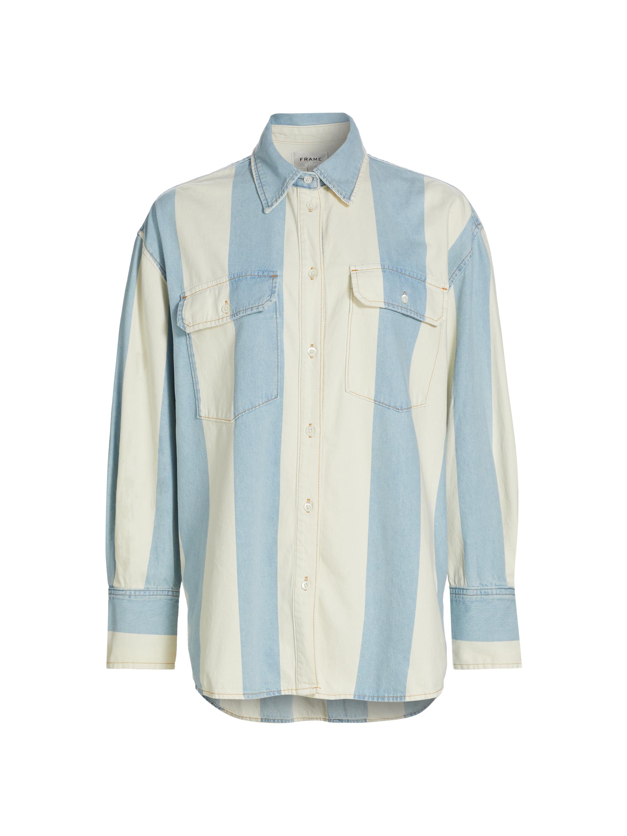 Frame Women's The Borrowed Striped Denim Shirt - Summer Stripe