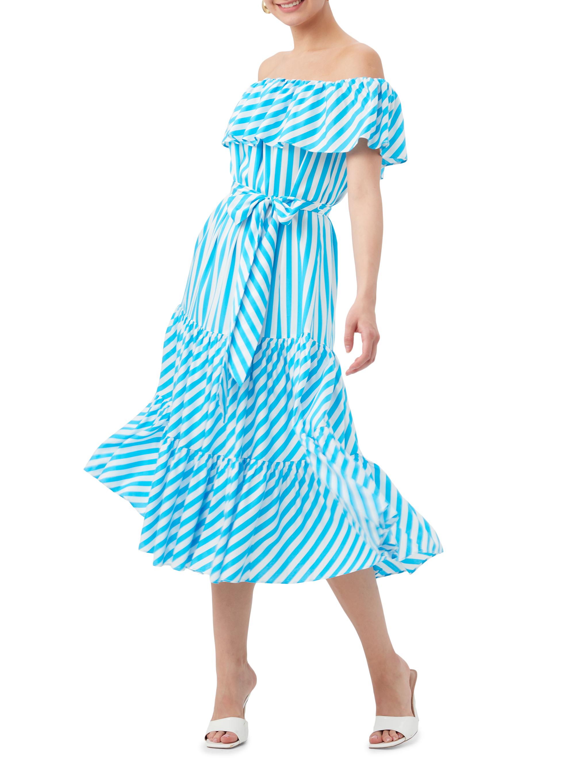 Trina Turk Salima 2 Dress , Blue Grotto/Whitewash / M