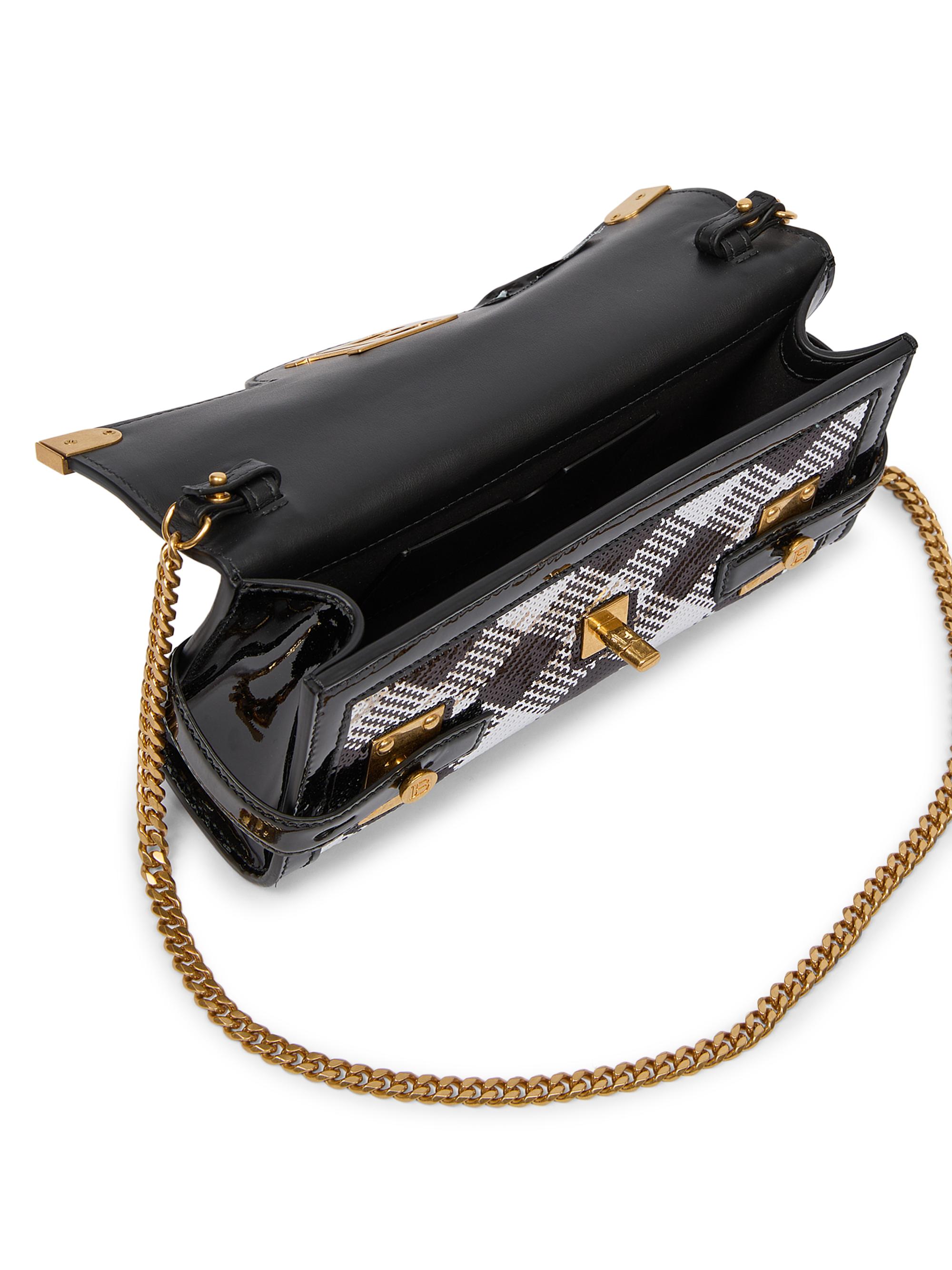 Balmain B-Buzz 23 Sequin & Patent Leather Pouch | Saks Fifth Avenue