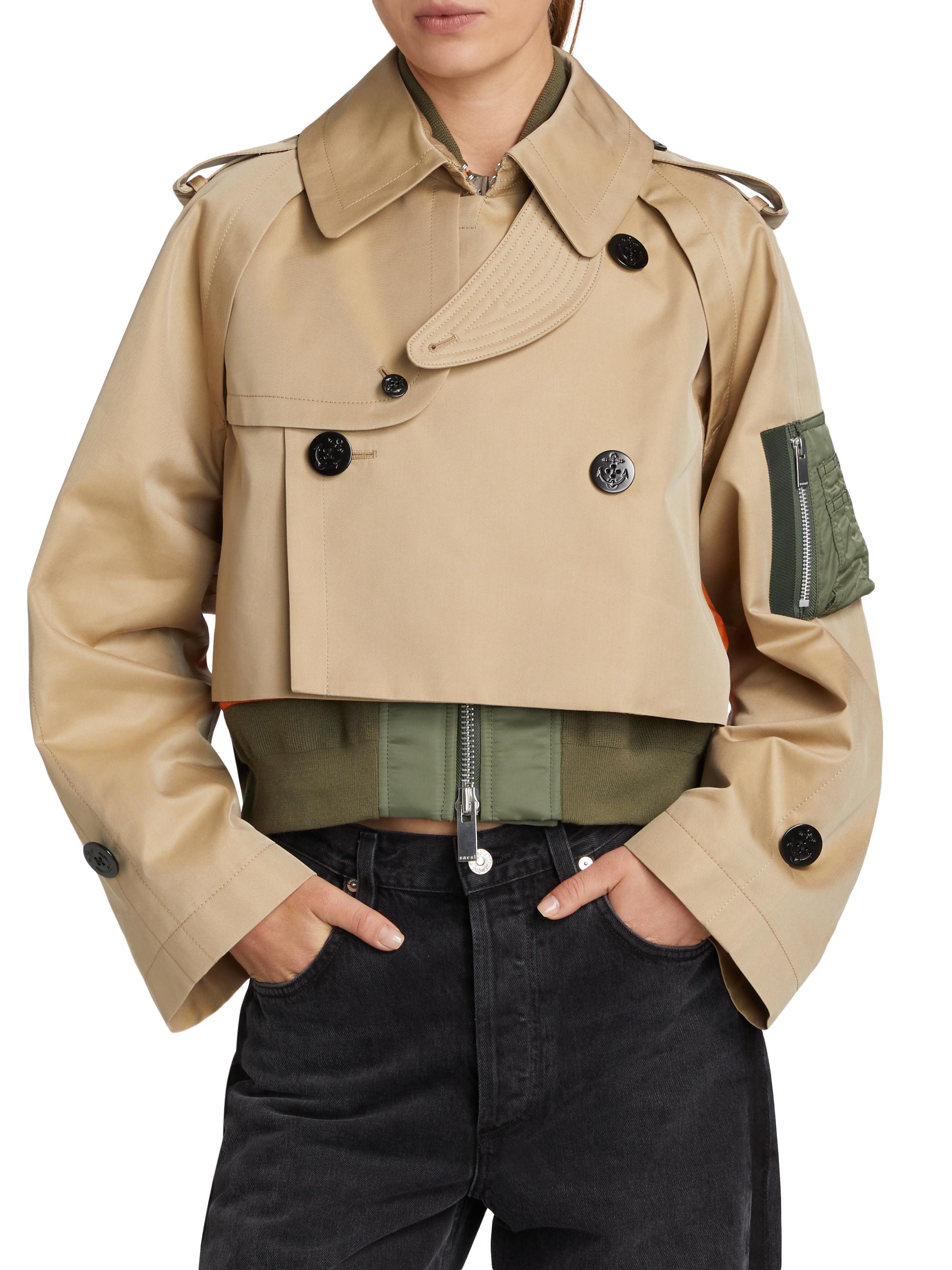 Sacai Trench Bomber Crop Jacket | Saks Fifth Avenue