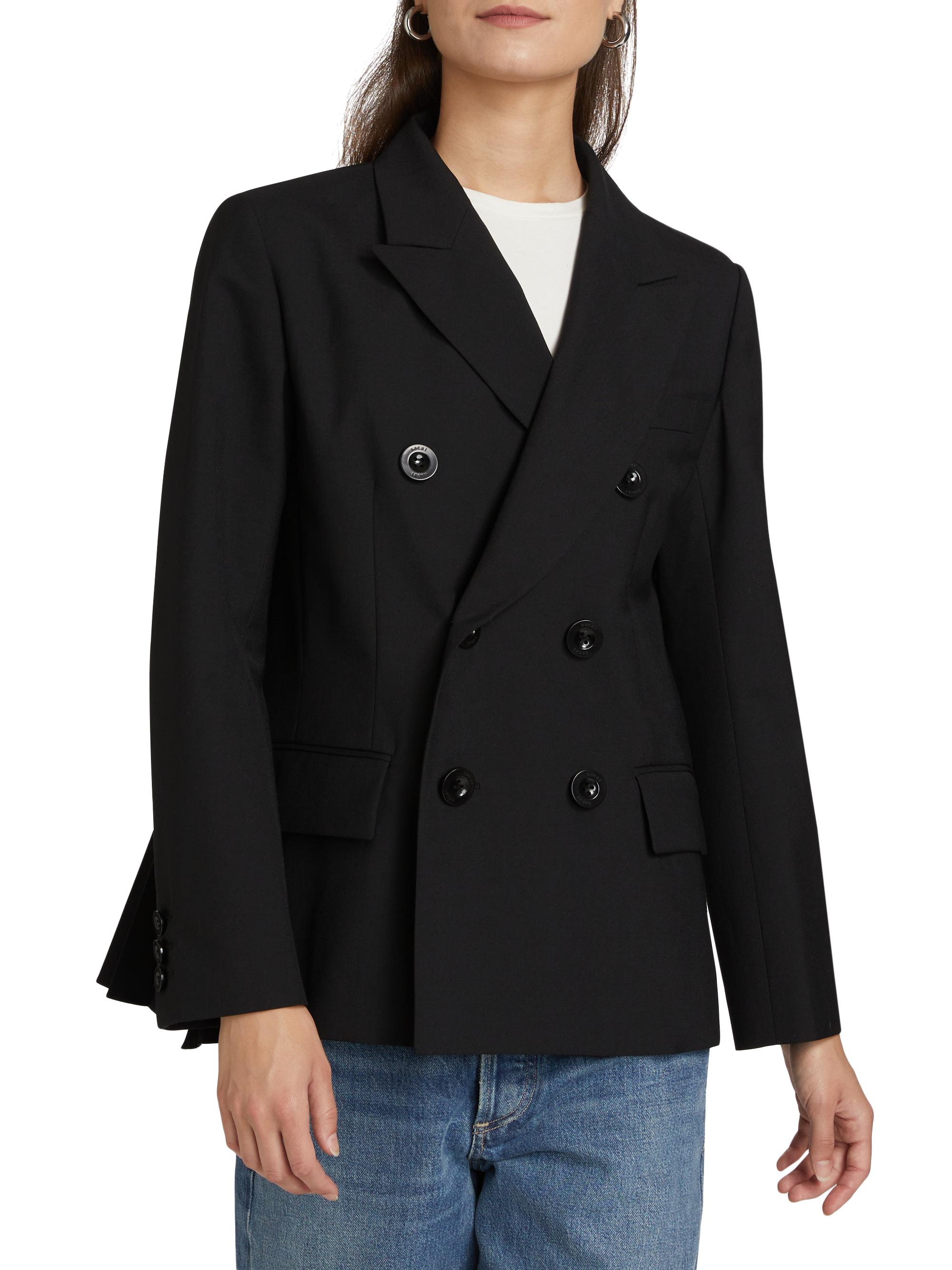Sacai Wool-Blend Double-Breasted Jacket | Saks Fifth Avenue
