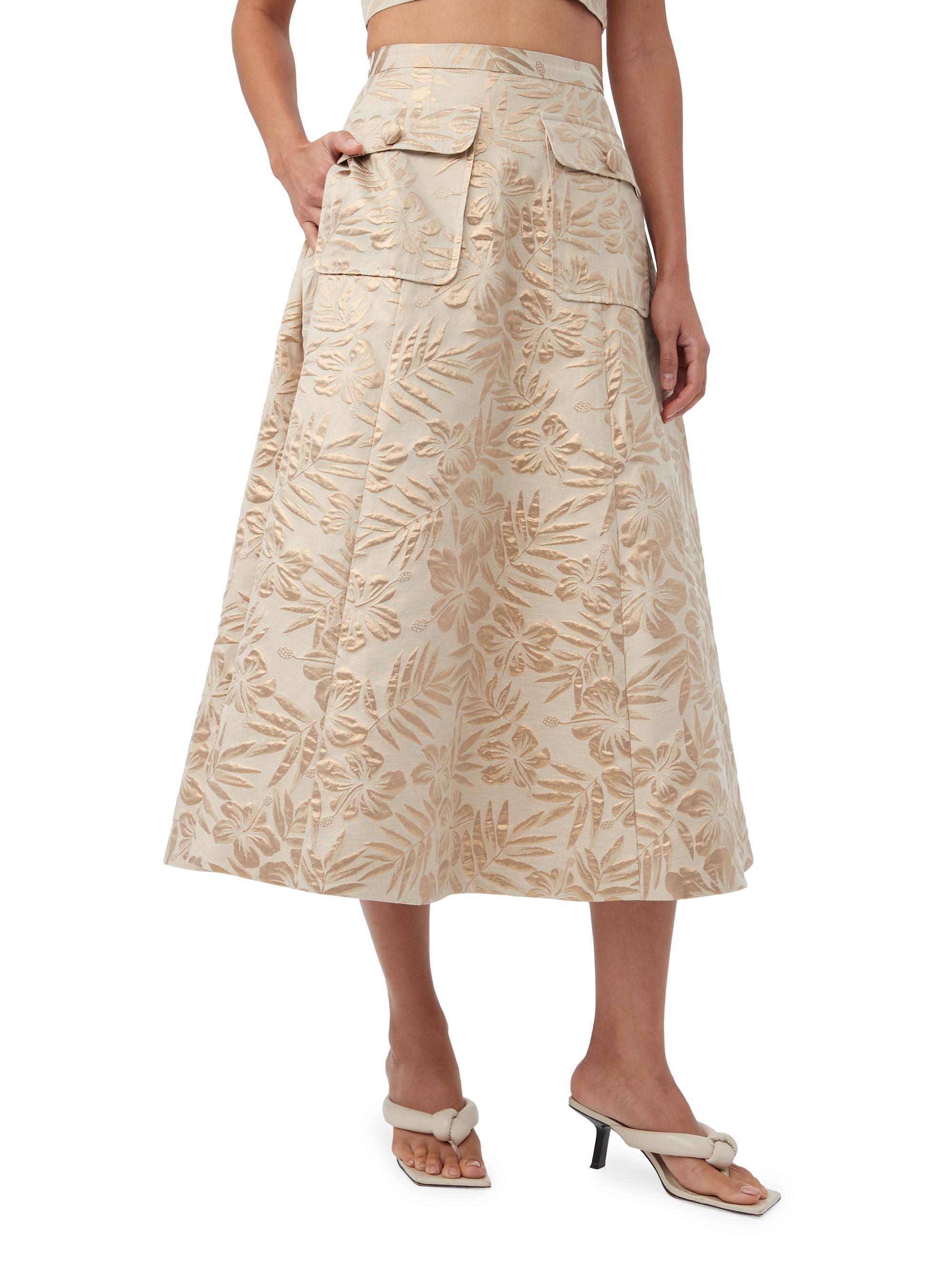 Trina Turk Women's Guinevere Jacquard Midi-Skirt - Ecru Gold