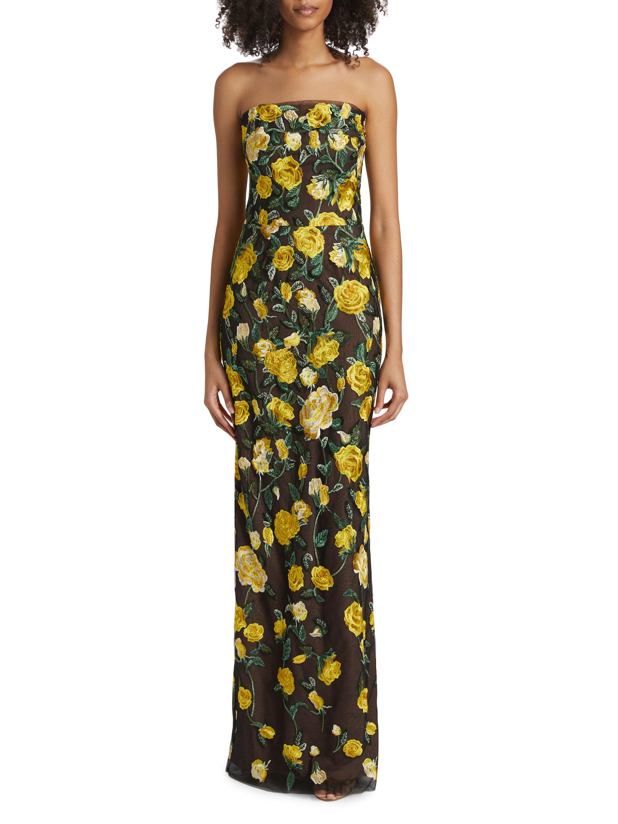 Marchesa Notte Floral Embroidered Strapless Gown | Saks Fifth Avenue