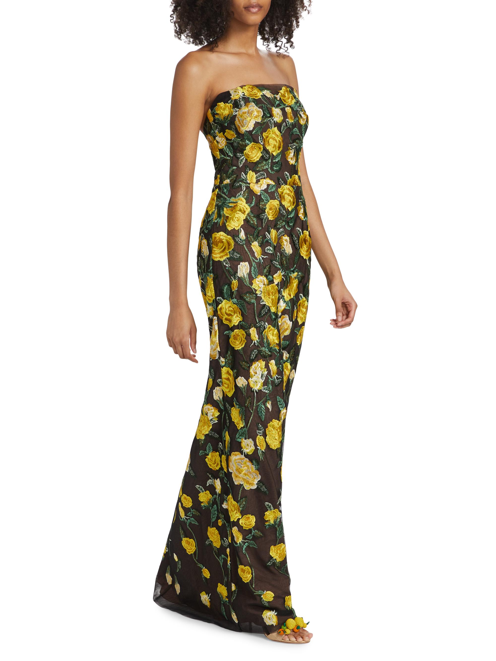 Marchesa Notte Floral Embroidered Strapless Gown | Saks Fifth Avenue