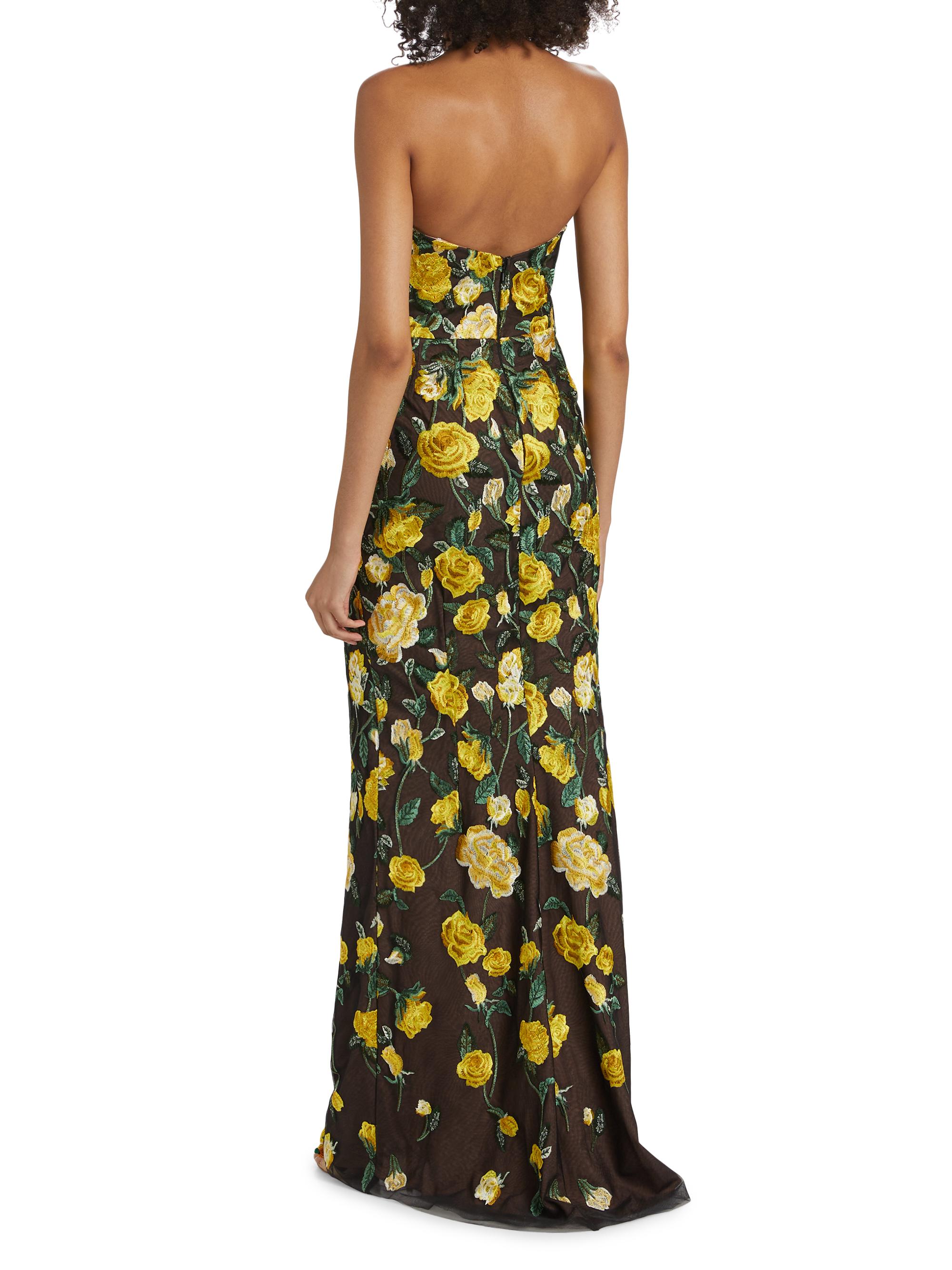 Marchesa Notte Floral Embroidered Strapless Gown | Saks Fifth Avenue