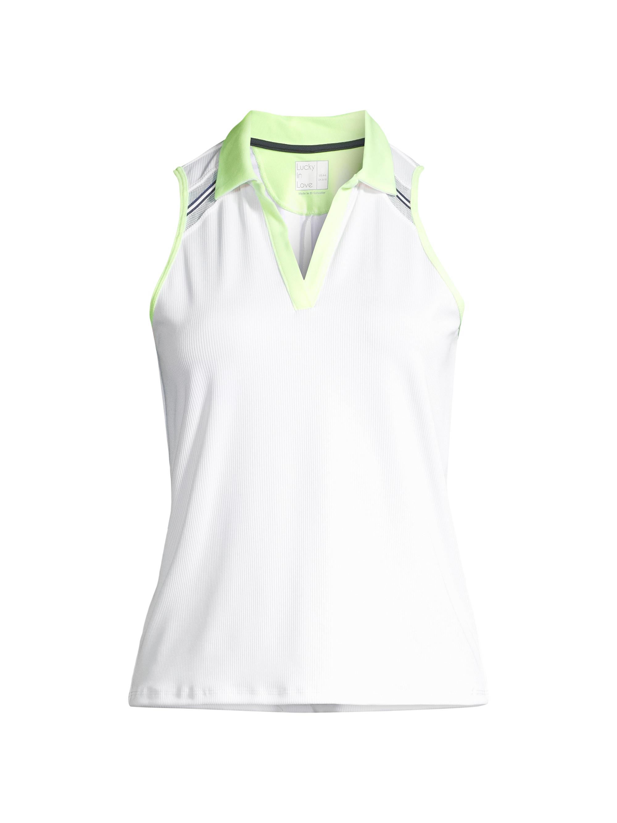 Lucky in Love Women's Electric Toile Sleeveless Polo Shirt - White