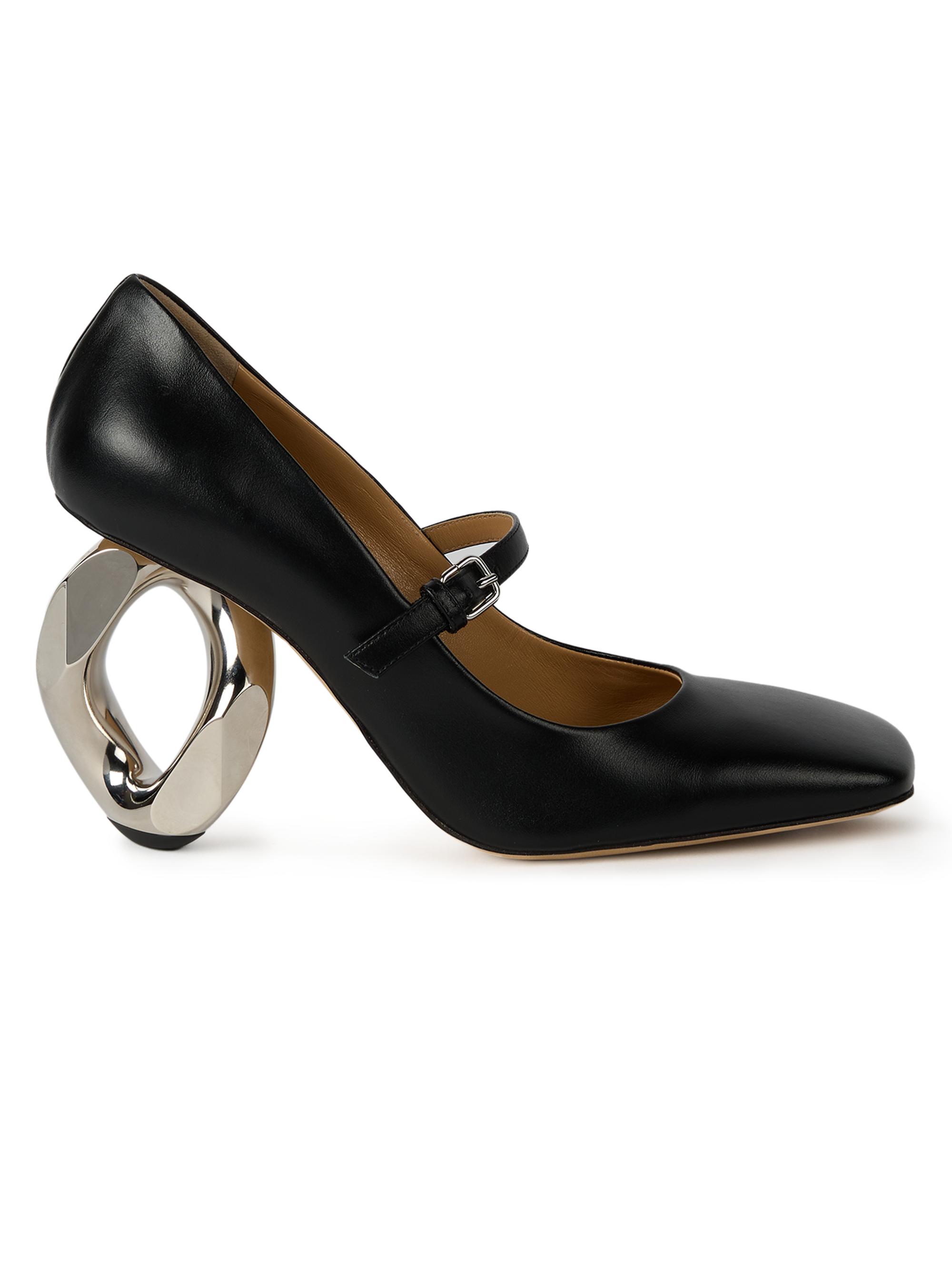 JW Anderson Women's Chain Heel 100MM Leather Mary Jane Pumps - Black
