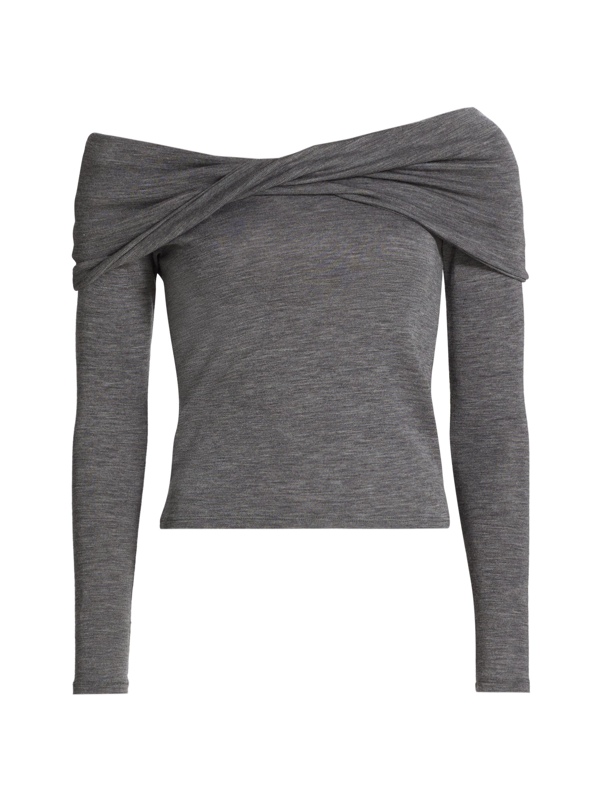 Róhe Women's Wool Off-The-Shoulder Top - Dark Grey Melange