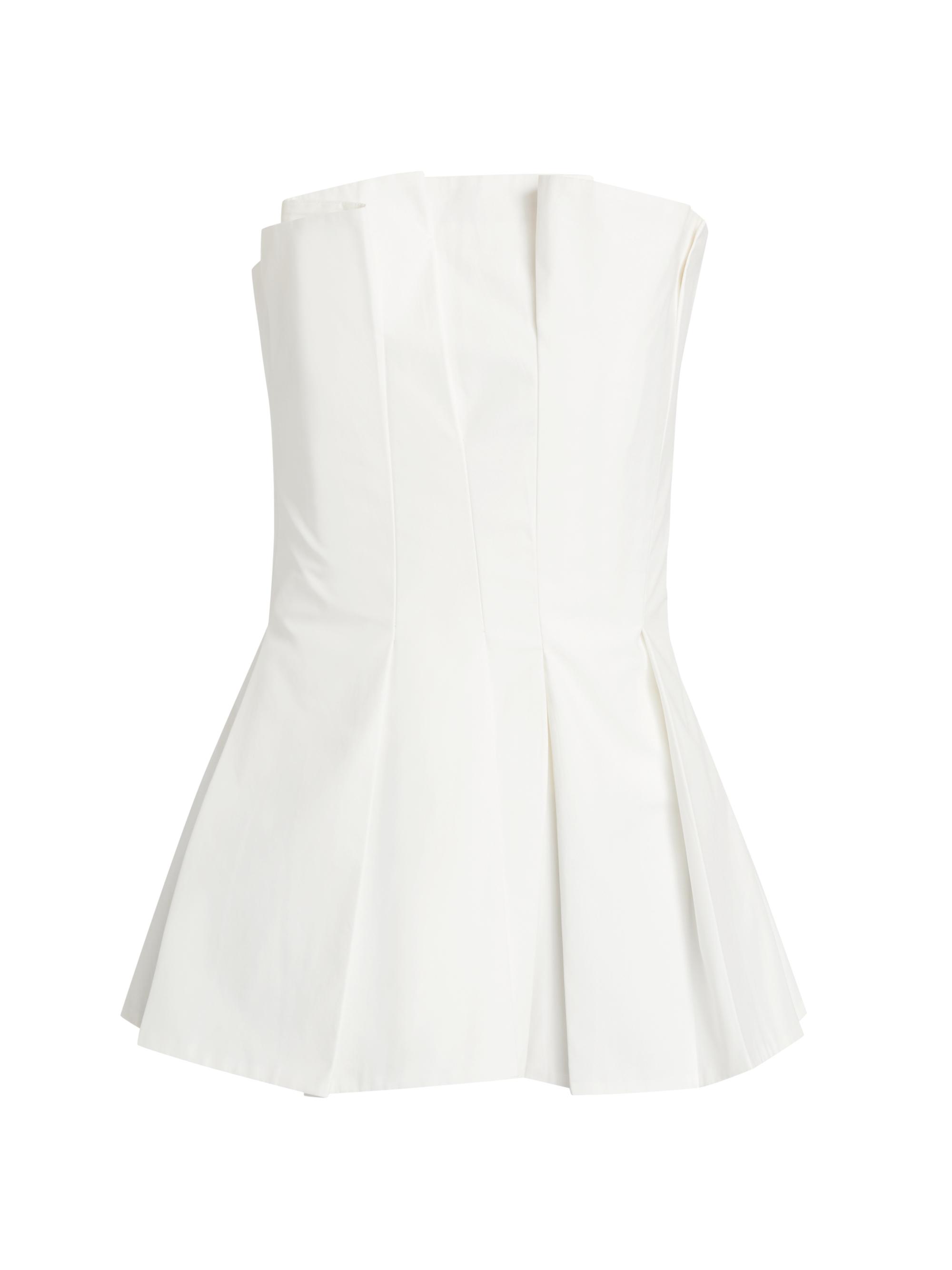 Róhe Women's Cotton Tulip Pleated Strapless Top - Optic White