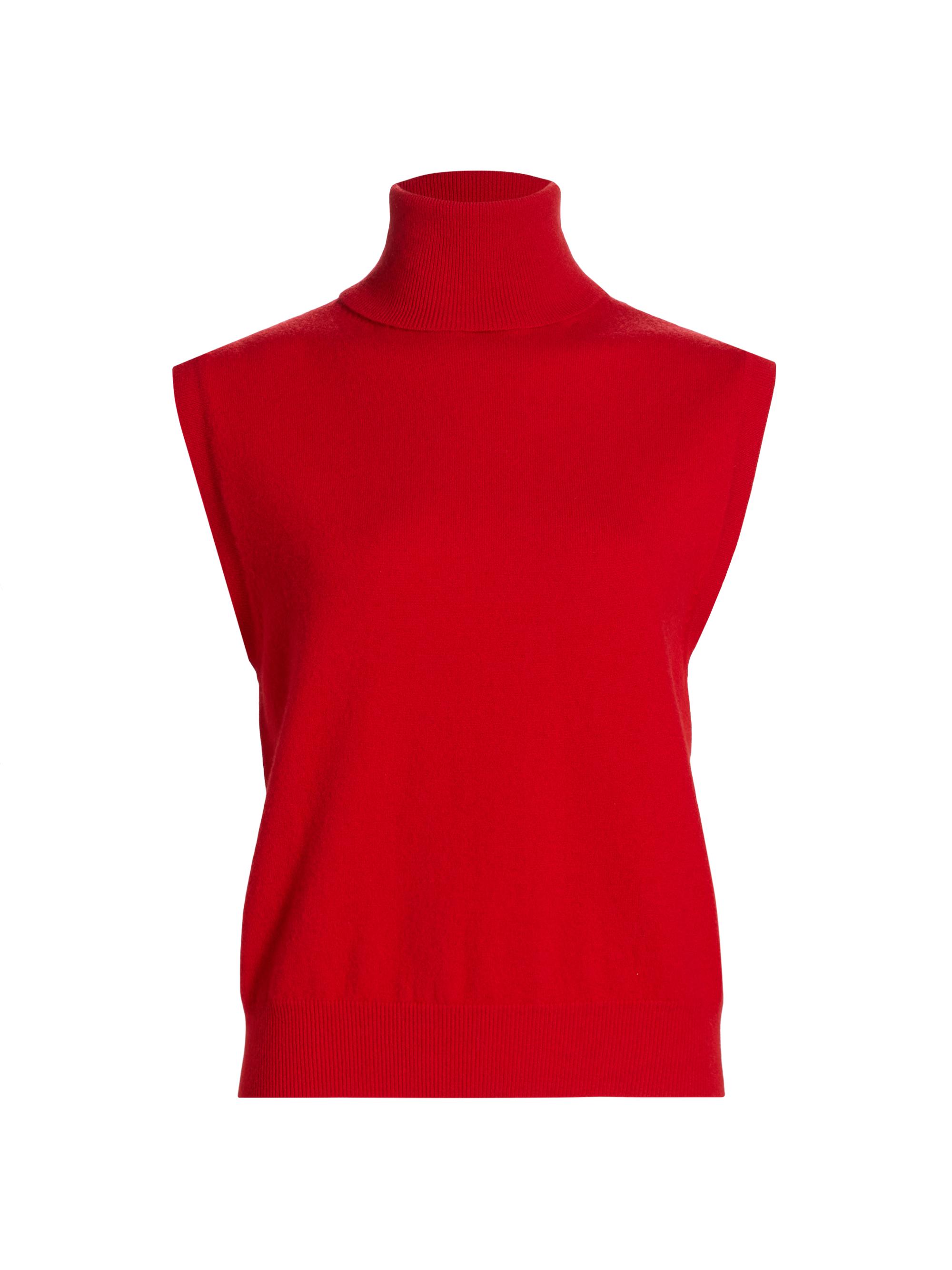 Róhe Women's Wool-Cashmere Sleeveless Turtleneck Top - Bright Red