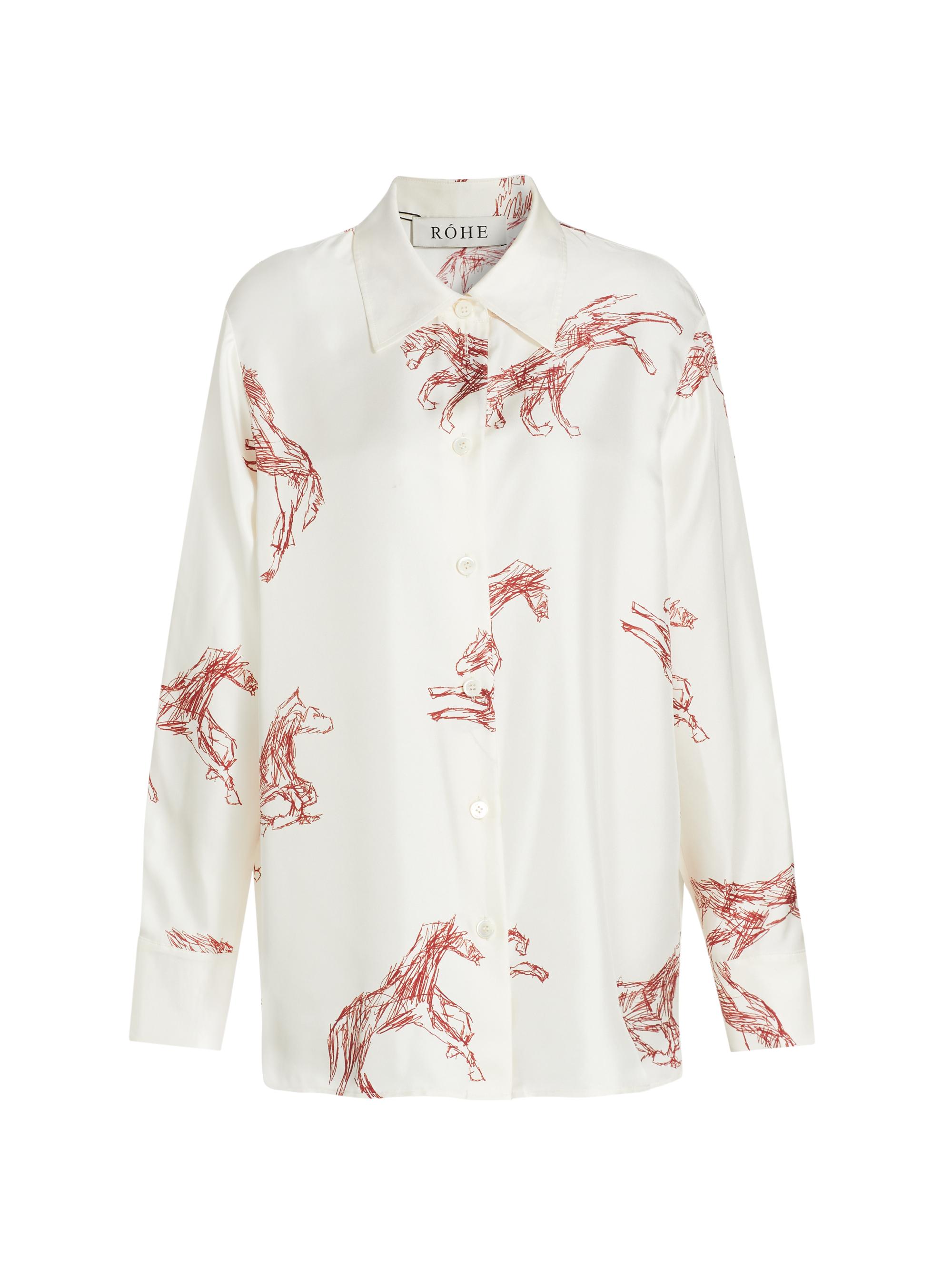 Róhe Women's Ballpoint Horse Silk Shirt - Horse Print Barolo