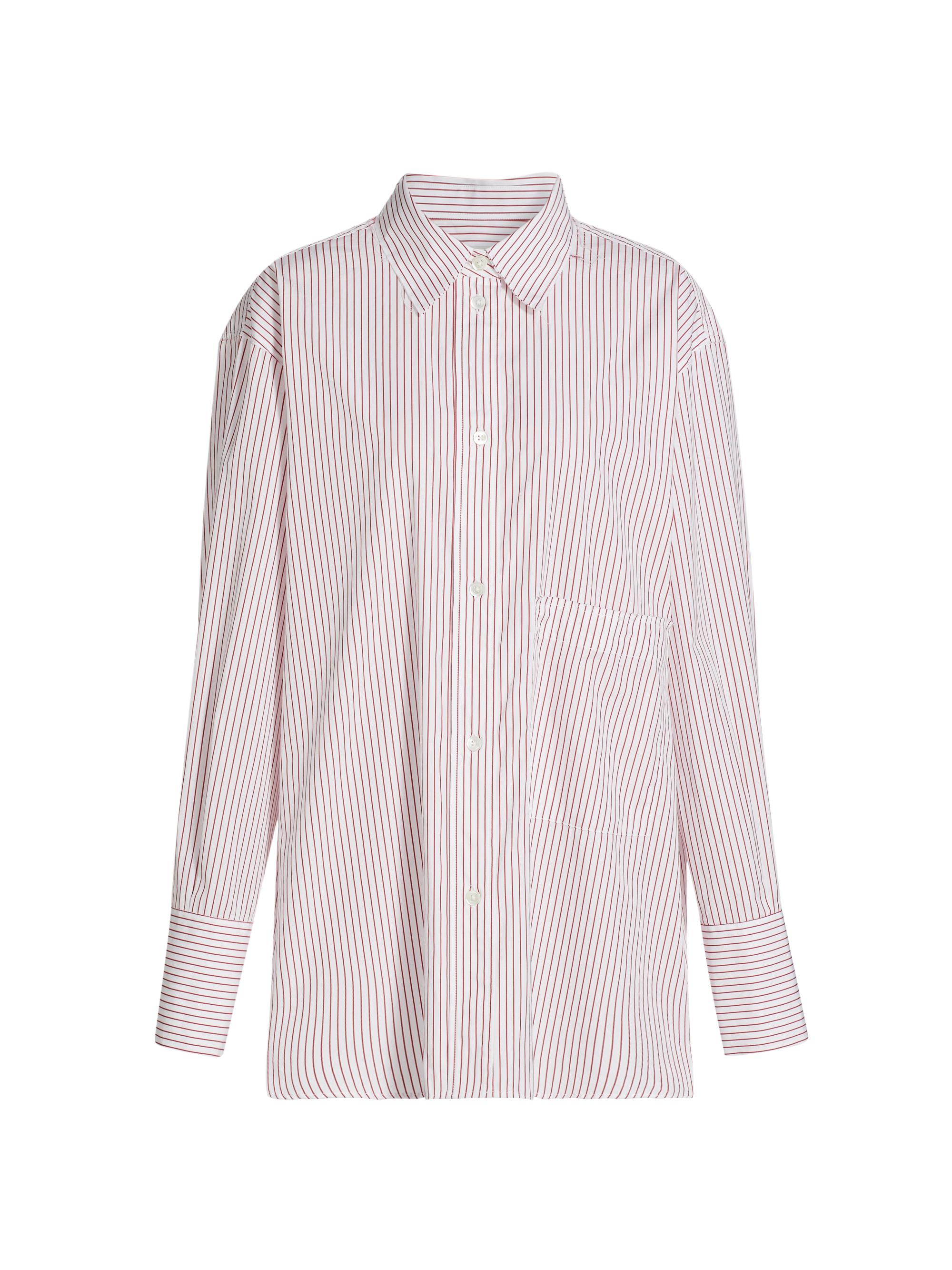 Róhe Women's Stripe Cotton Oversized Cuff Shirt - White Port Stripe