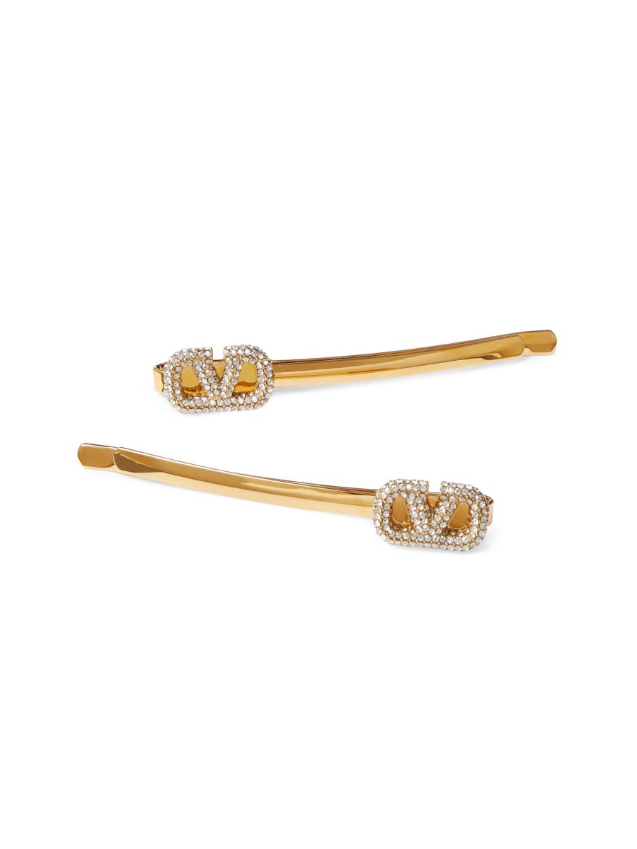 NEW 2pc Valentino Garavani Beauty Monogram Hair Clips! VALENTINO GARAVANI Gold-tone and pearl hair slide | NET-A-PORTER main image 4