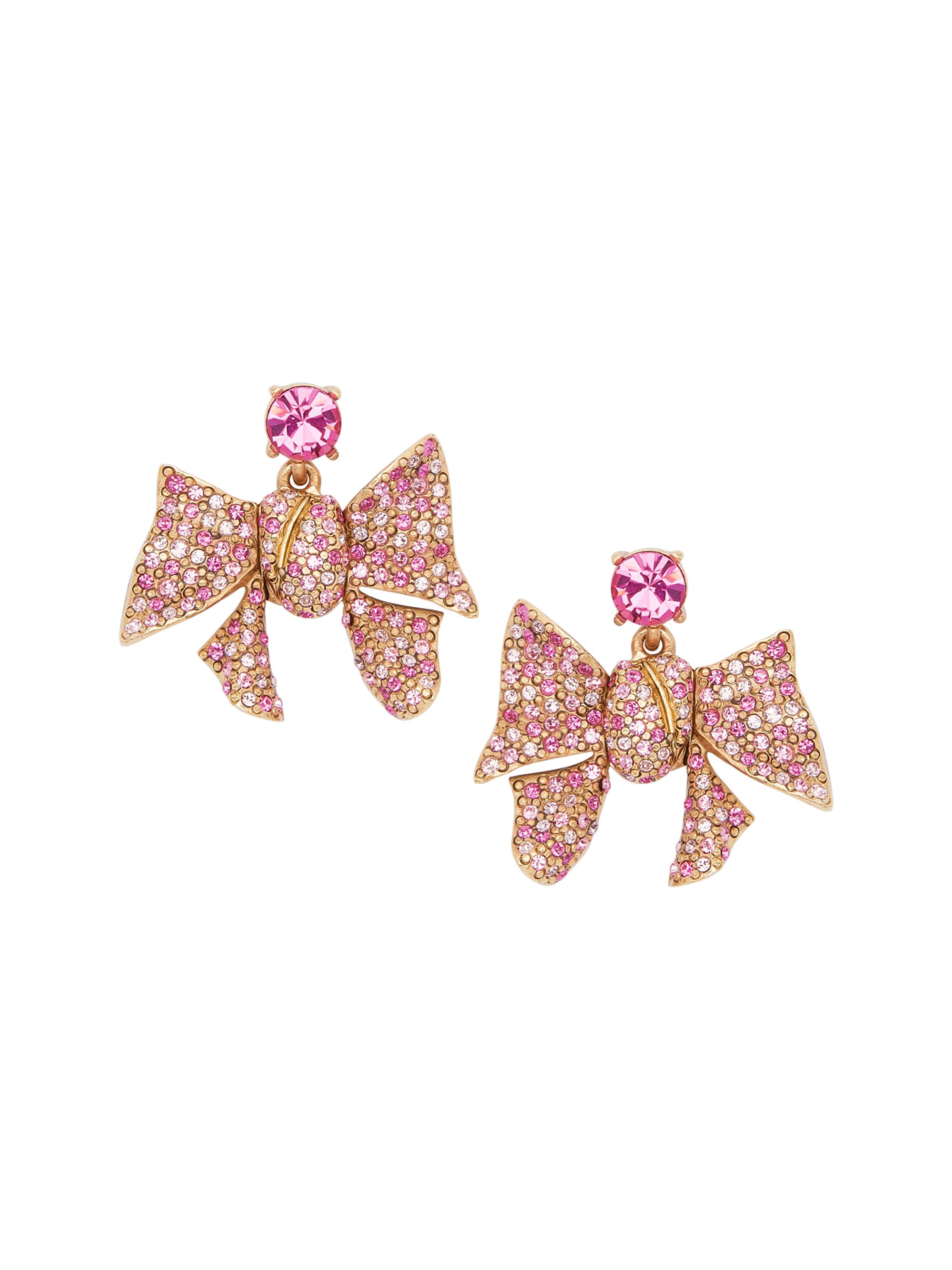 Oscar de la Renta Women's Goldtone & Crystal Pavé Bow Earrings - Rose