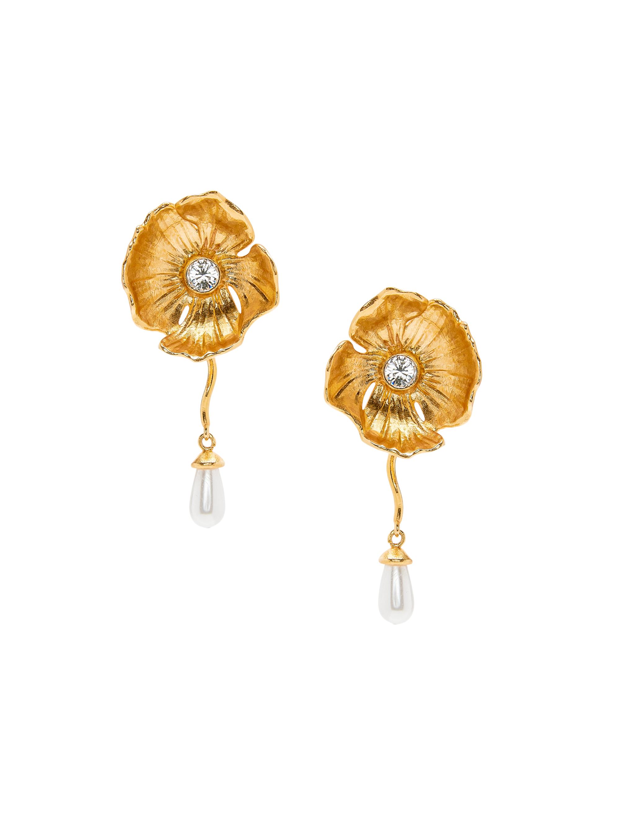 Oscar de la Renta Women's Goldtone, Faux-Pearl & Crystal Flower Earrings - Pearl