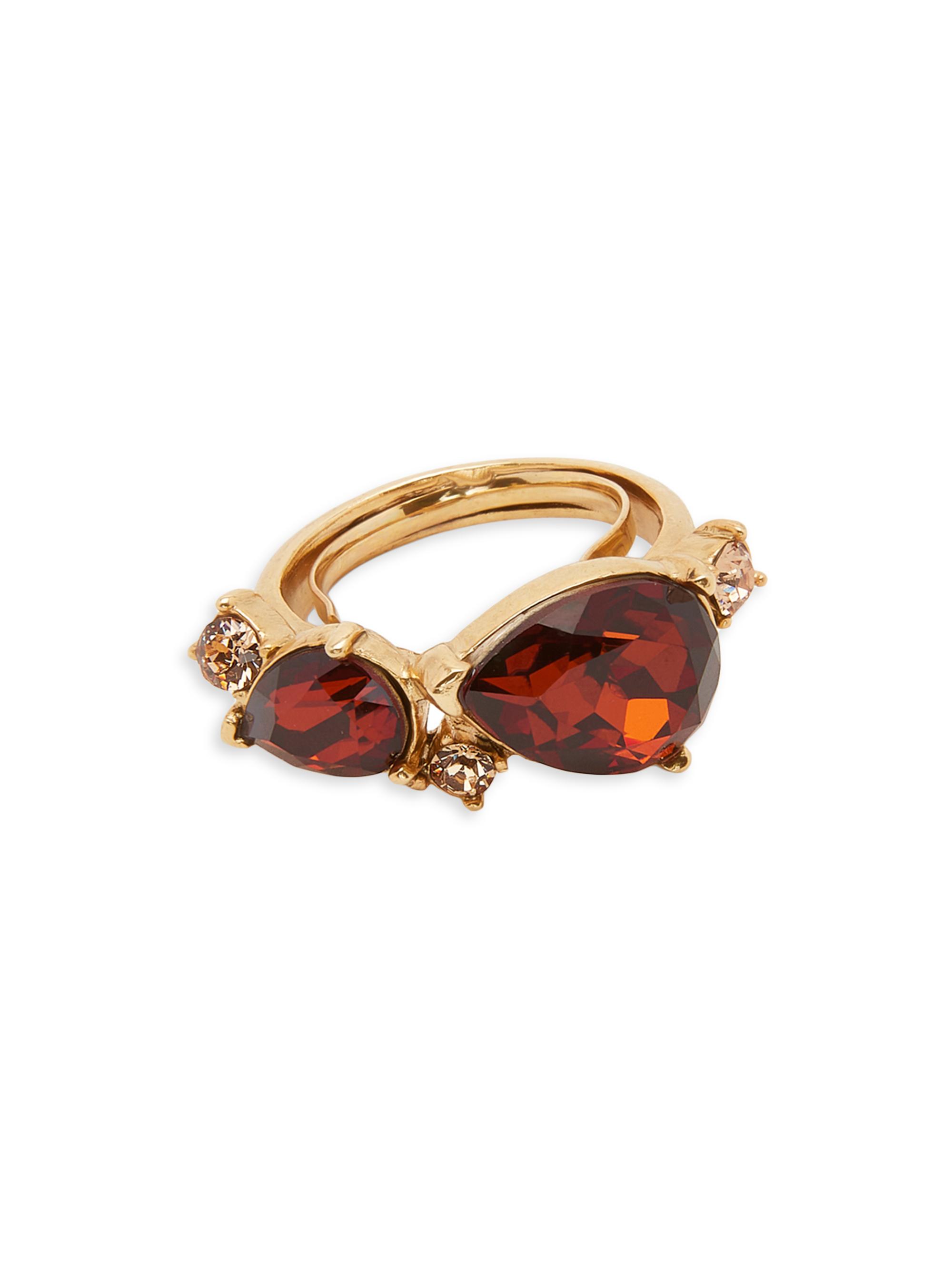 Oscar de la Renta Women's Double Pear Goldtone Ring - Amber