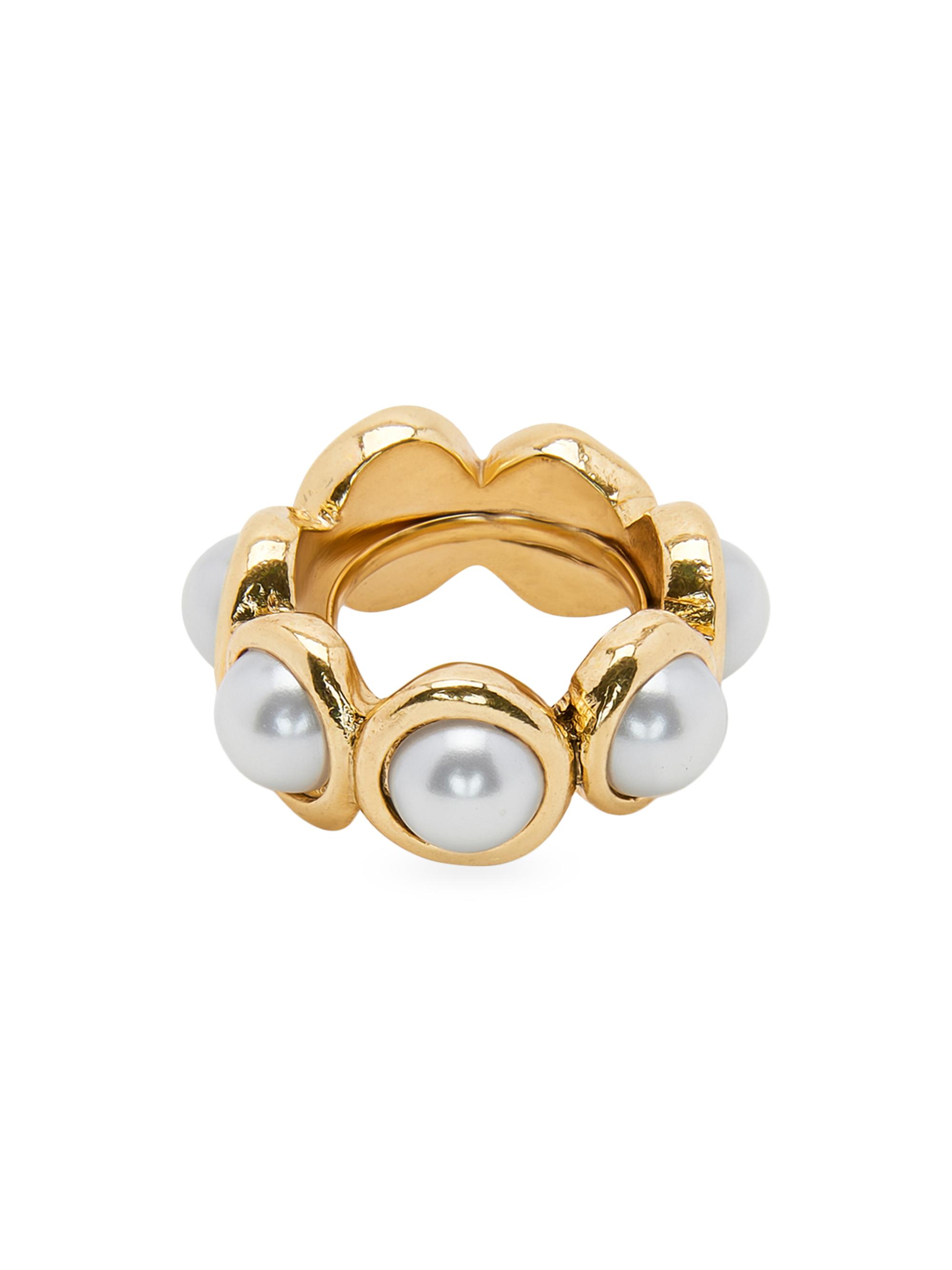 Oscar de la Renta Women's Goldtone Mini Faux-Pearl Cuff Ring - Pearl