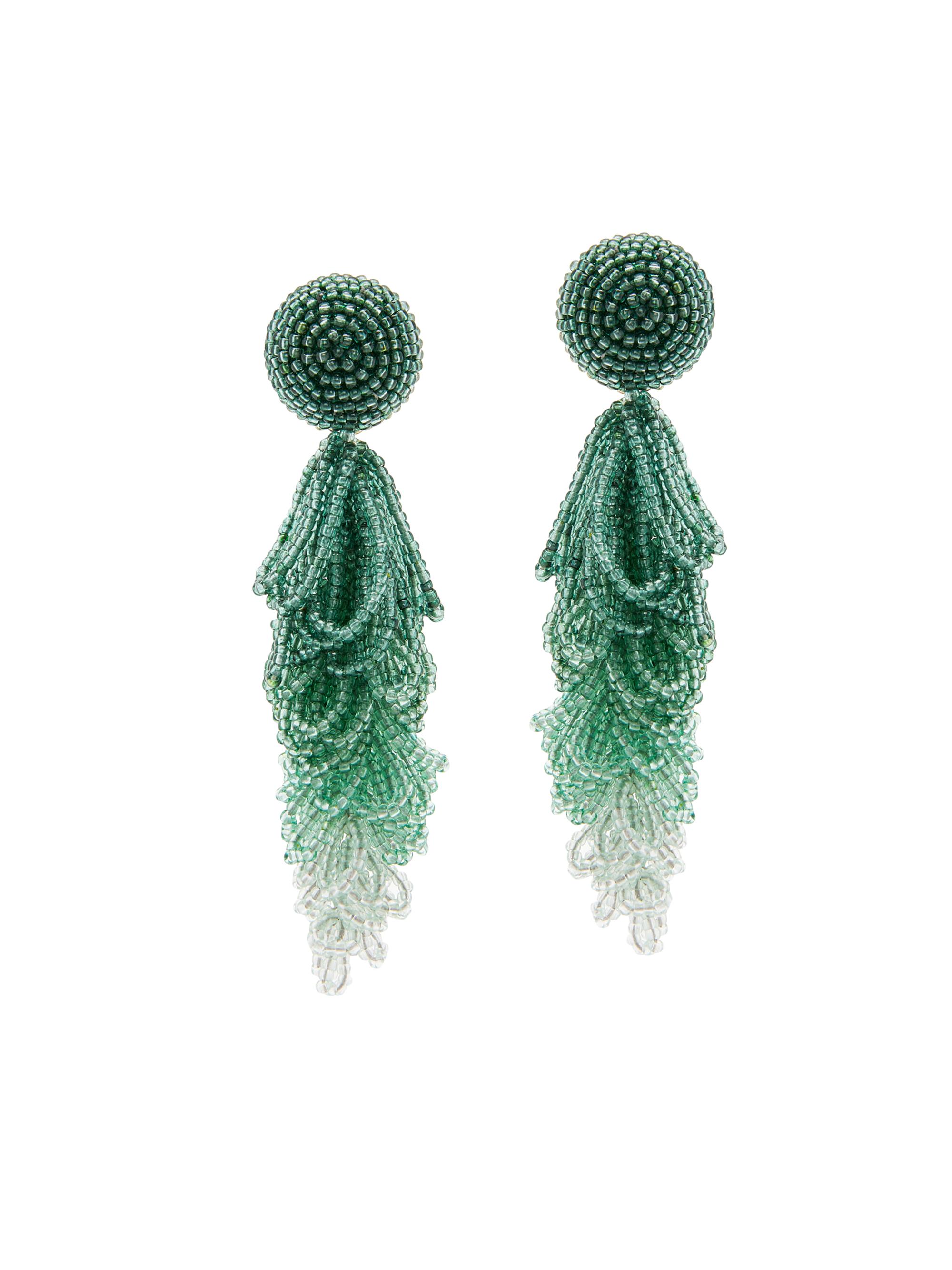 Oscar de la Renta Women's Looped Tassel Beaded Drop Earrings - Green