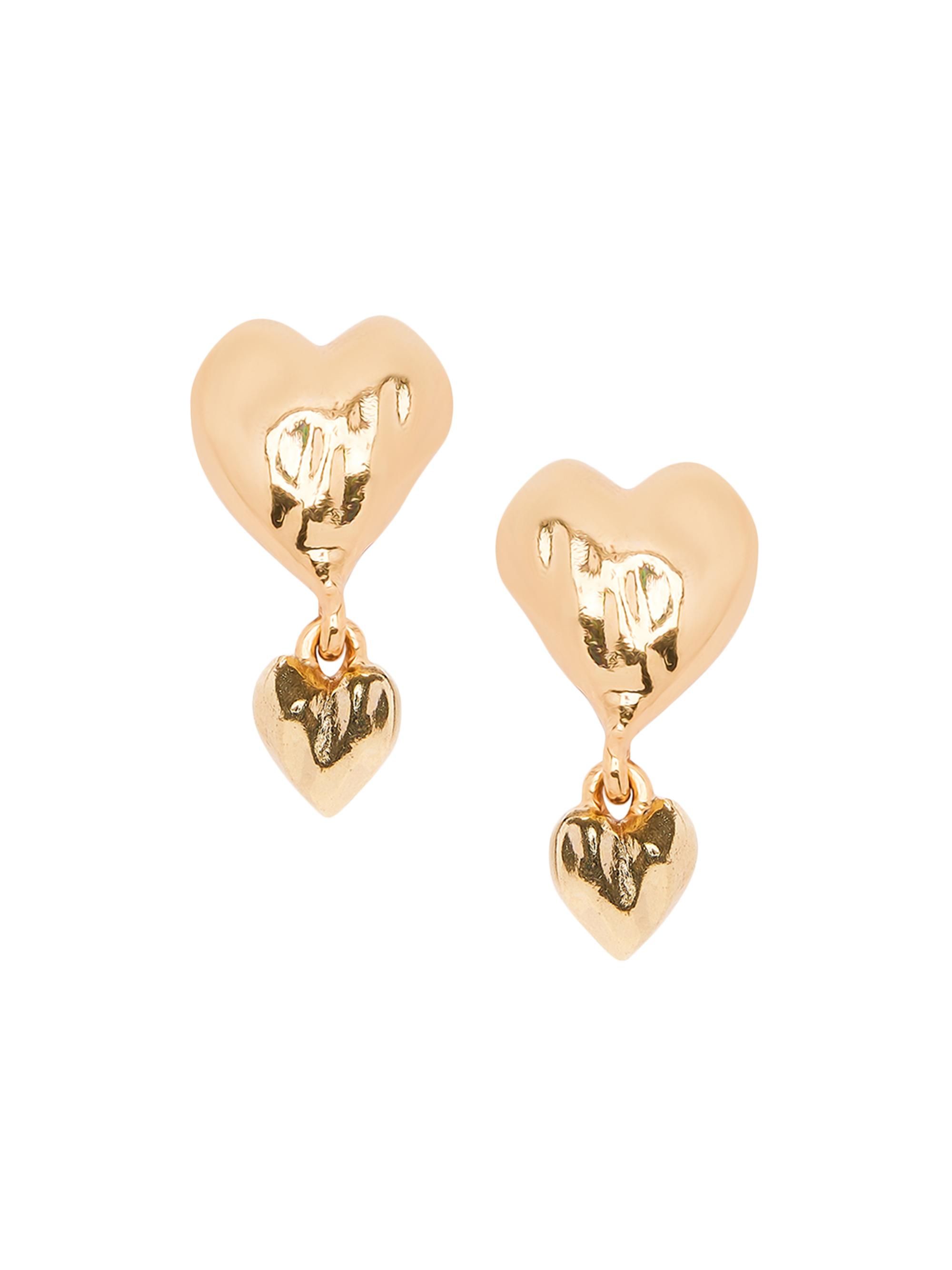 Oscar de la Renta Women's Double Heart Goldtone Drop Earrings - Gold