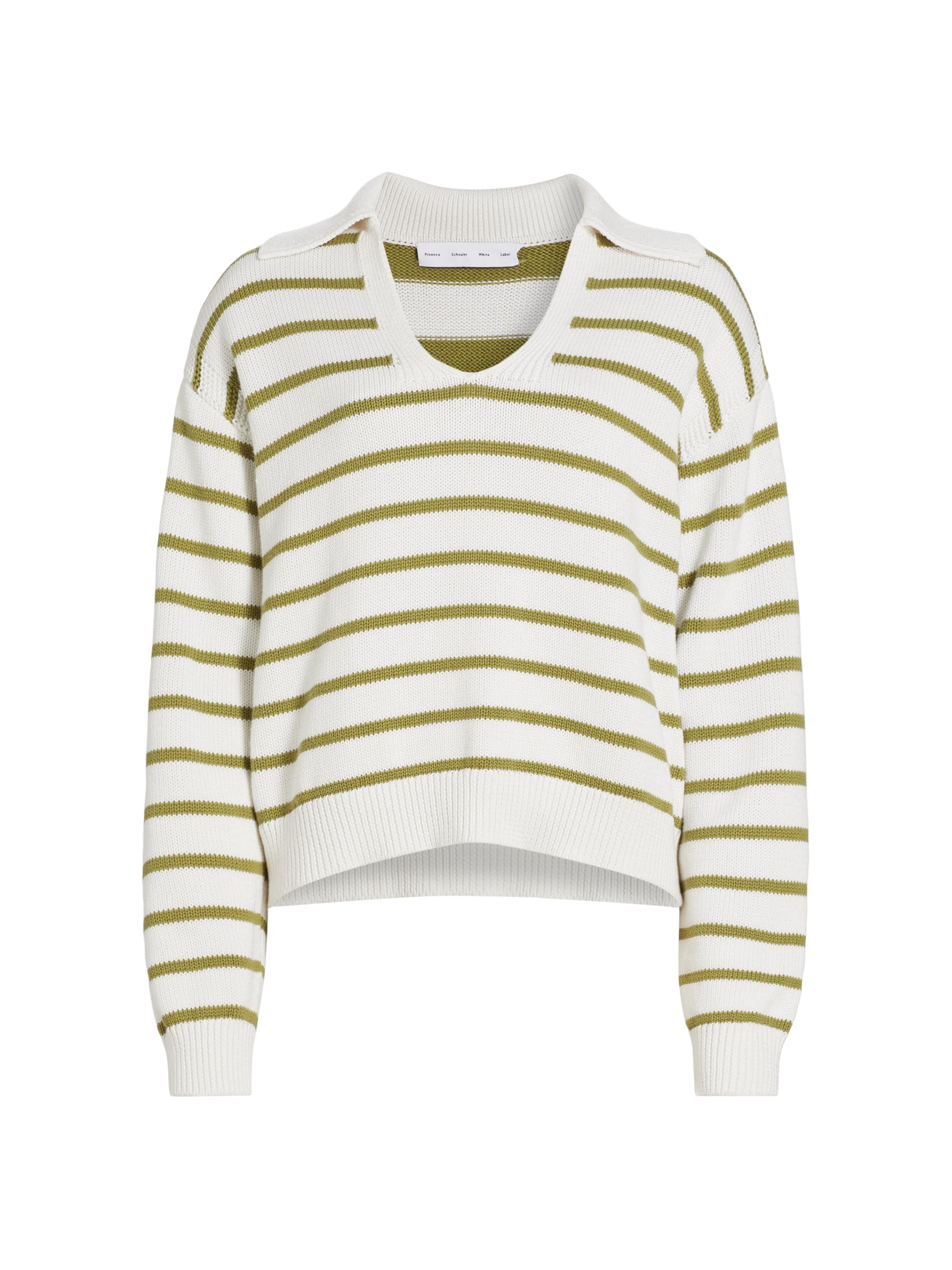 Proenza Schouler White Label Women's Murphy Stripe Cotton-Cashmere Sweater - Chalk Willow