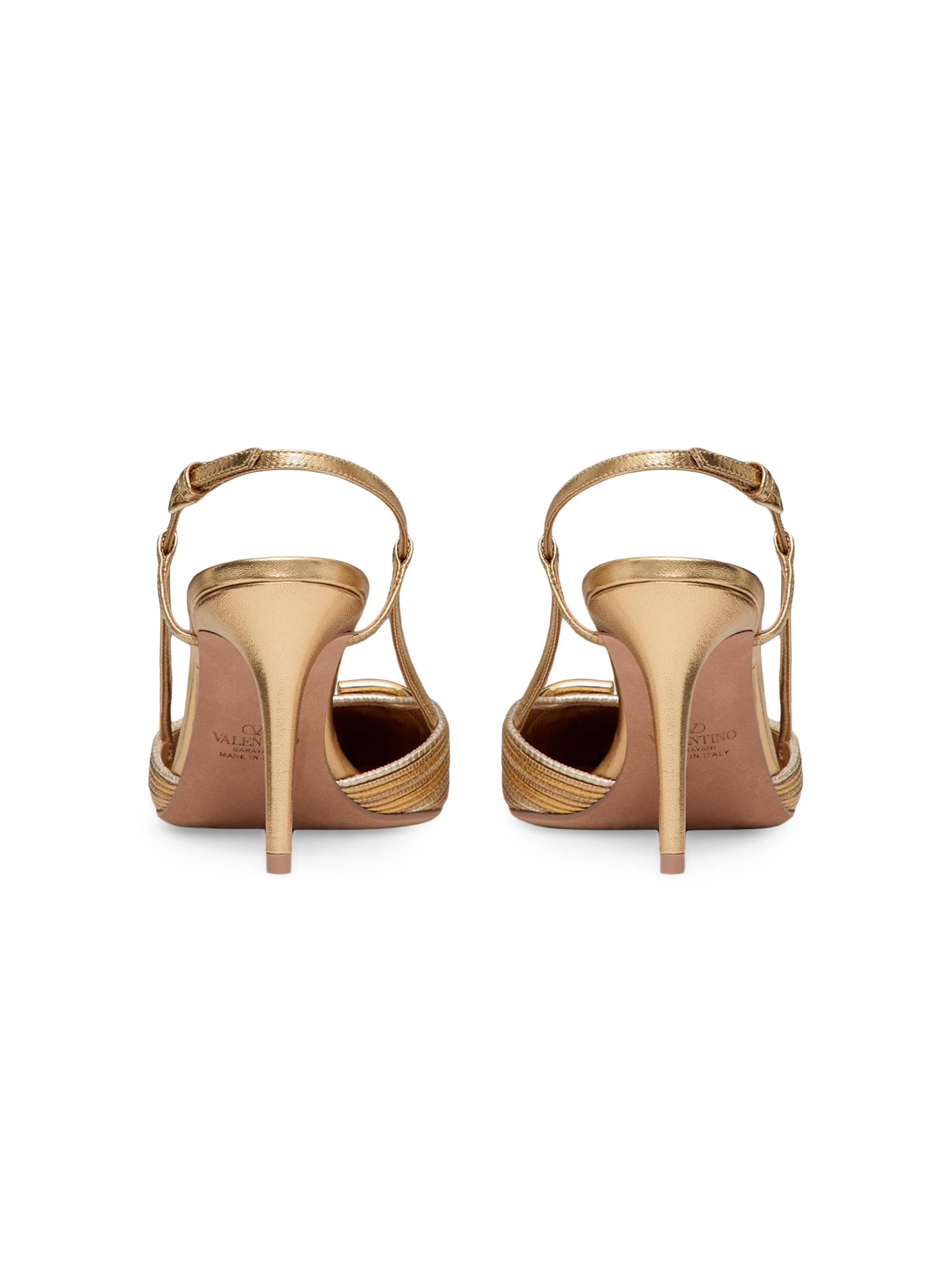 Valentino Garavani VLogo Signature Metallic Slingback Pumps 80MM