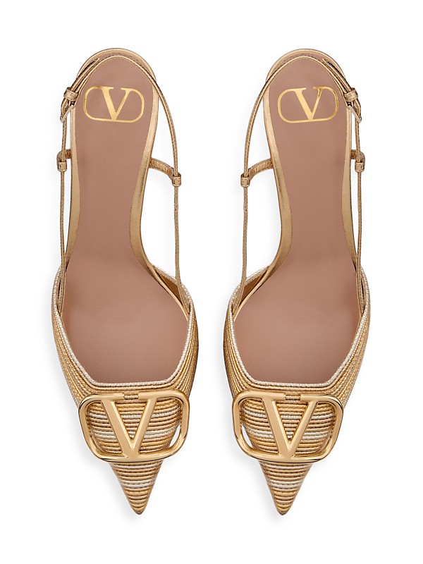 Shop Valentino Garavani VLogo Signature Metallic Slingback Shop Valentino Garavani VLogo Signature Metallic Slingback