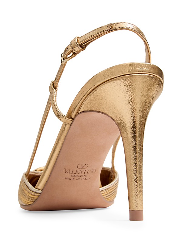 Shop Valentino Garavani VLogo Signature Metallic Slingback Shop Valentino Garavani VLogo Signature Metallic Slingback