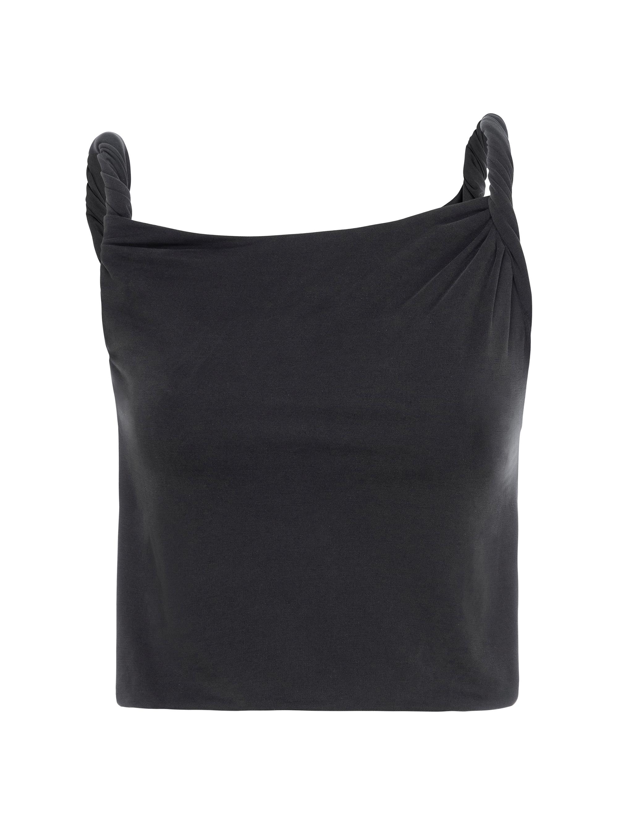 Good American Women's Sandwashed Jersey Twist Asymmetric T-Shirt - Black