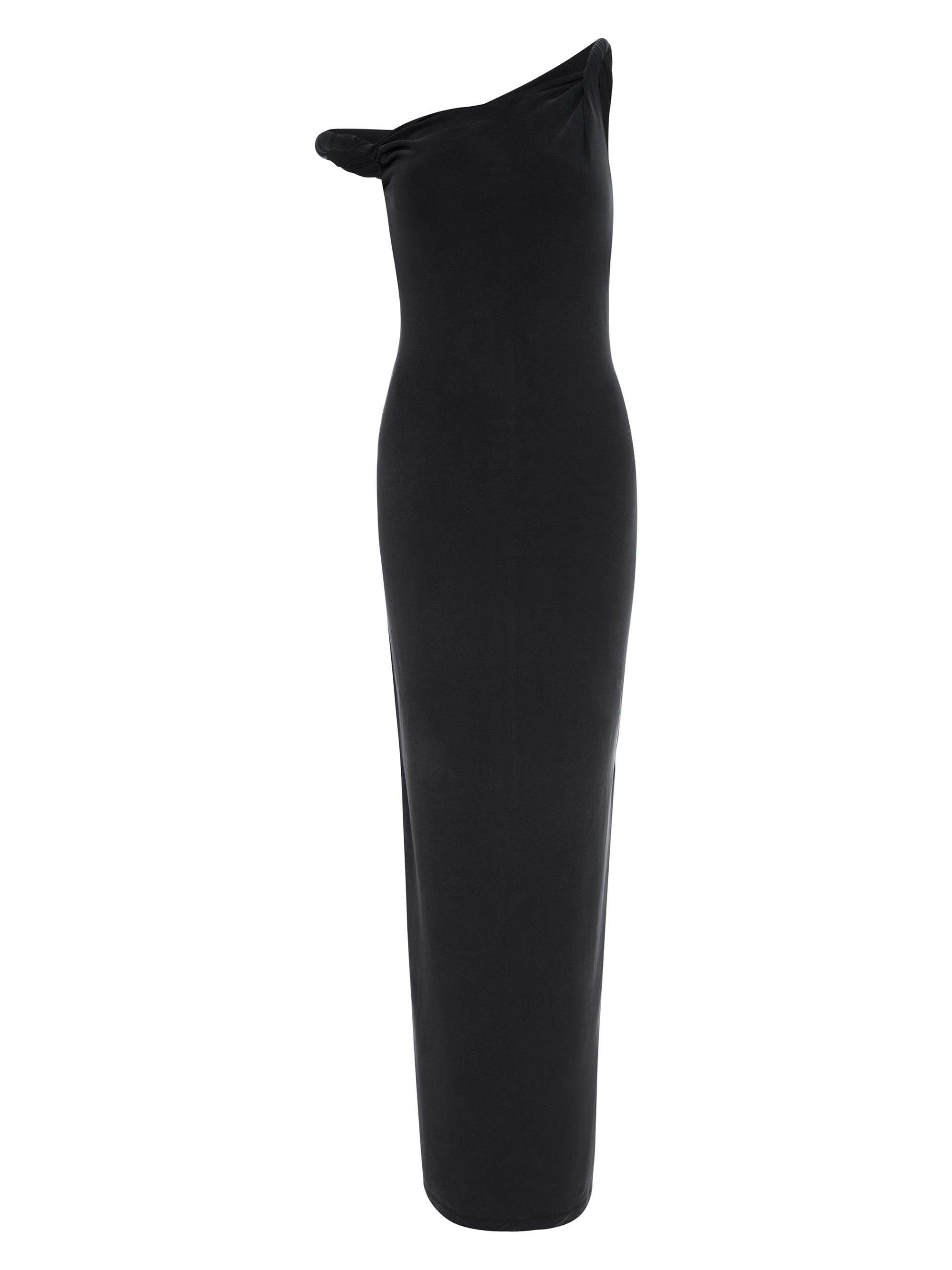 Good American Women's Jersey Twisted Drop-Shoulder Maxi Dress - Black