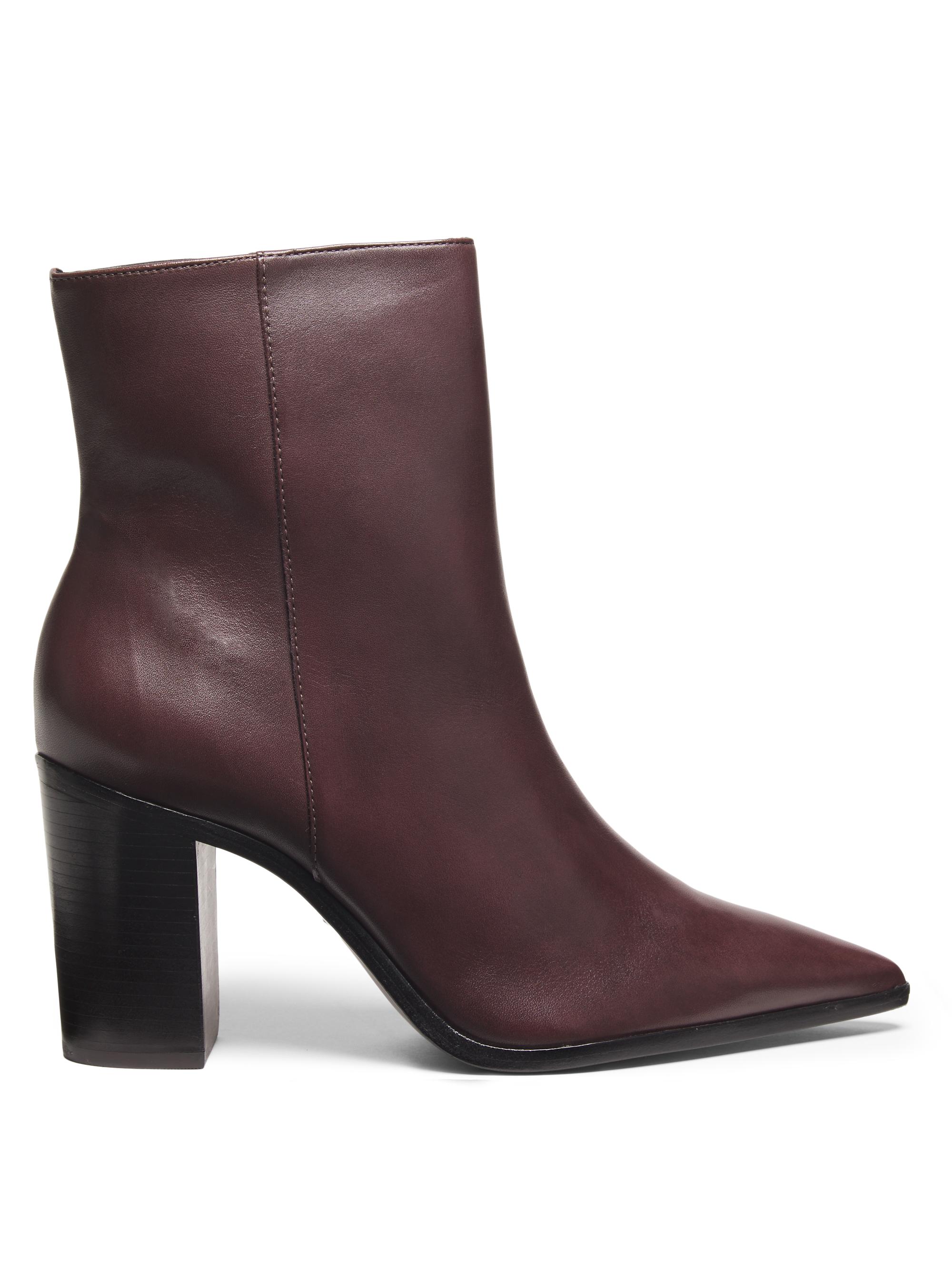 Schutz Women's Mikki 85MM Leather Block Heel Booties - Dark Chocolate