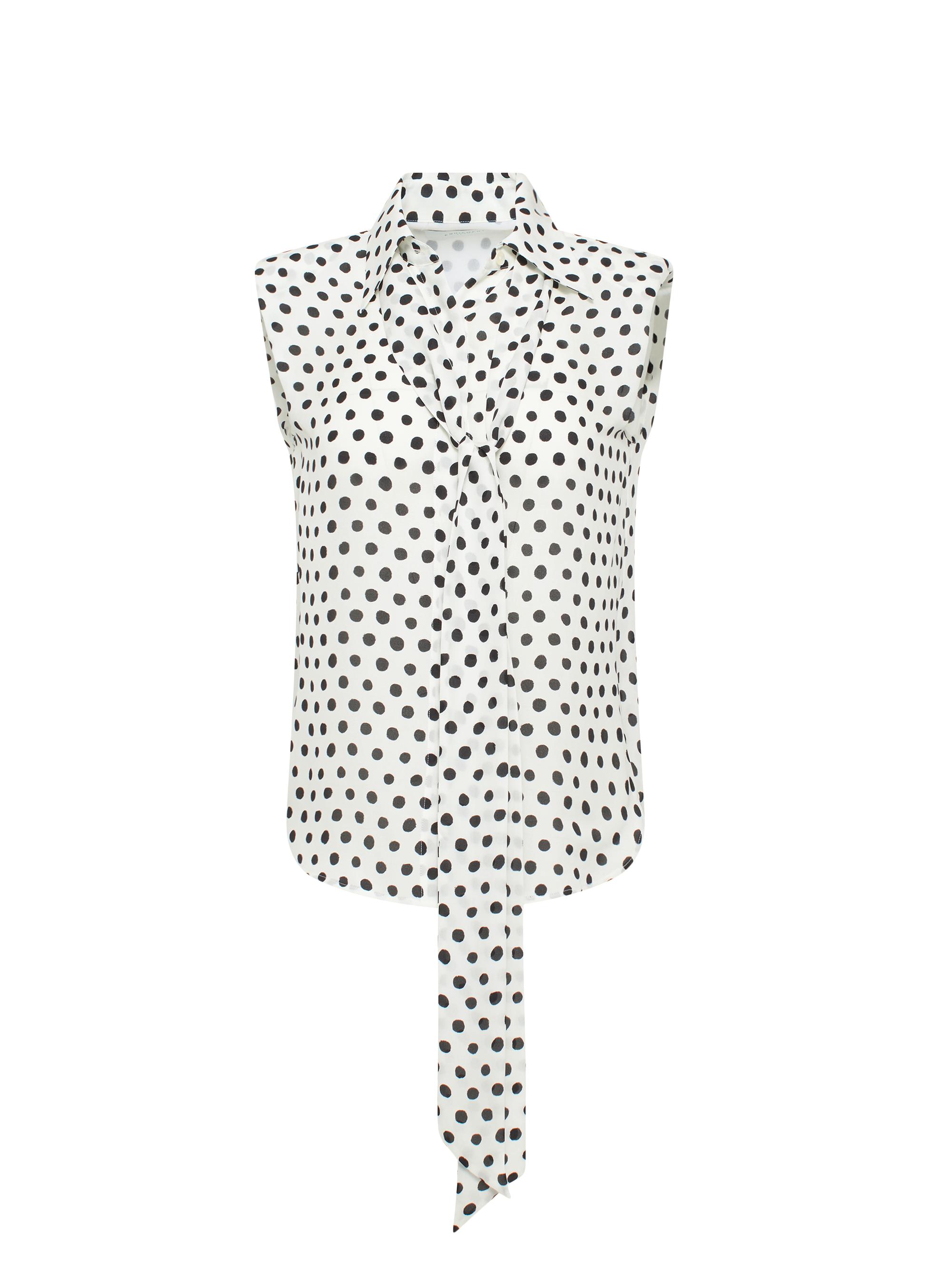 Equipment Women's Leylani Polka Dot Tie-Neck Blouse - Nature White True Black