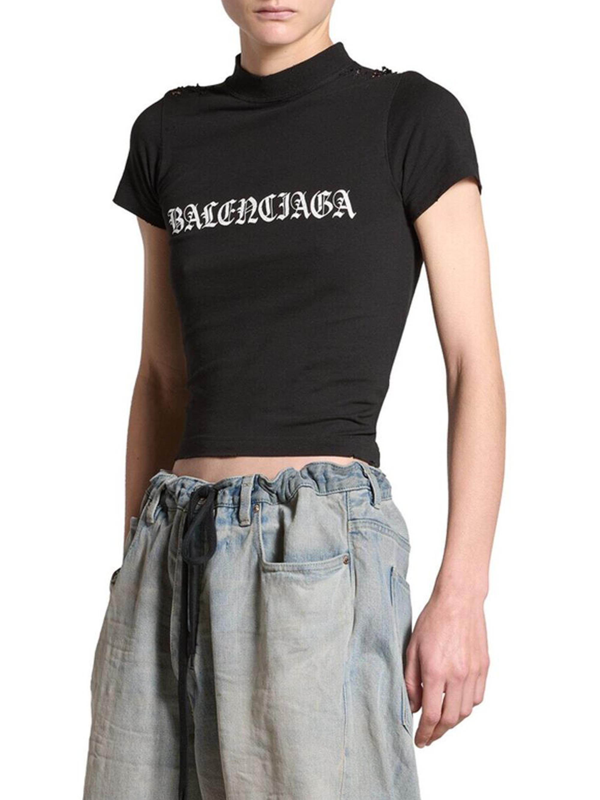 トップス BALENCIAGA shrunk tshirt size s Balenciaga Shrunk T-Shirt in Black & White | FWRD