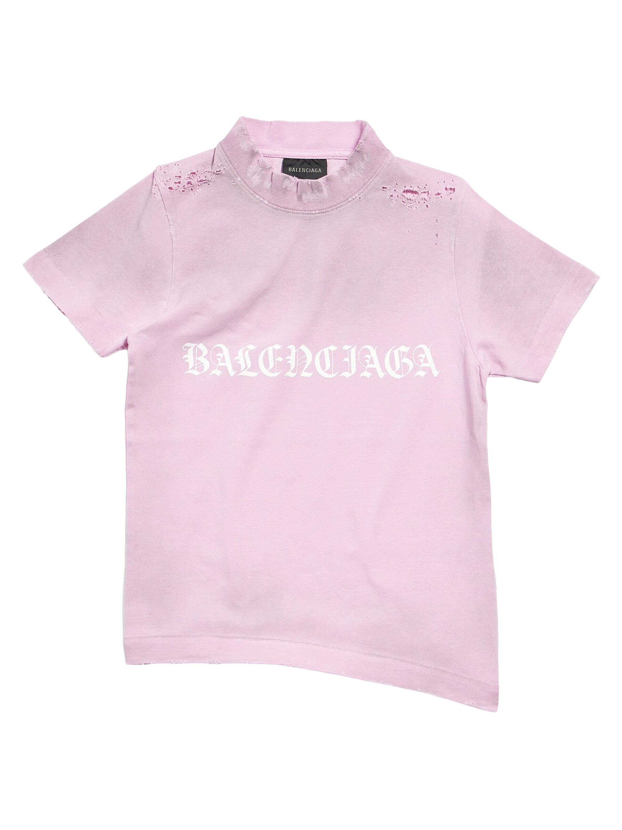 Balenciaga Women's Gothic Type Shrunk T-Shirt Bodycon Fit - Black White