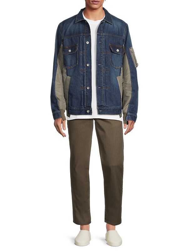 Shop Sacai Denim Mixed-Media Jacket | Saks Fifth Avenue Shop Sacai Denim Mixed-Media Jacket | Saks Fifth Avenue