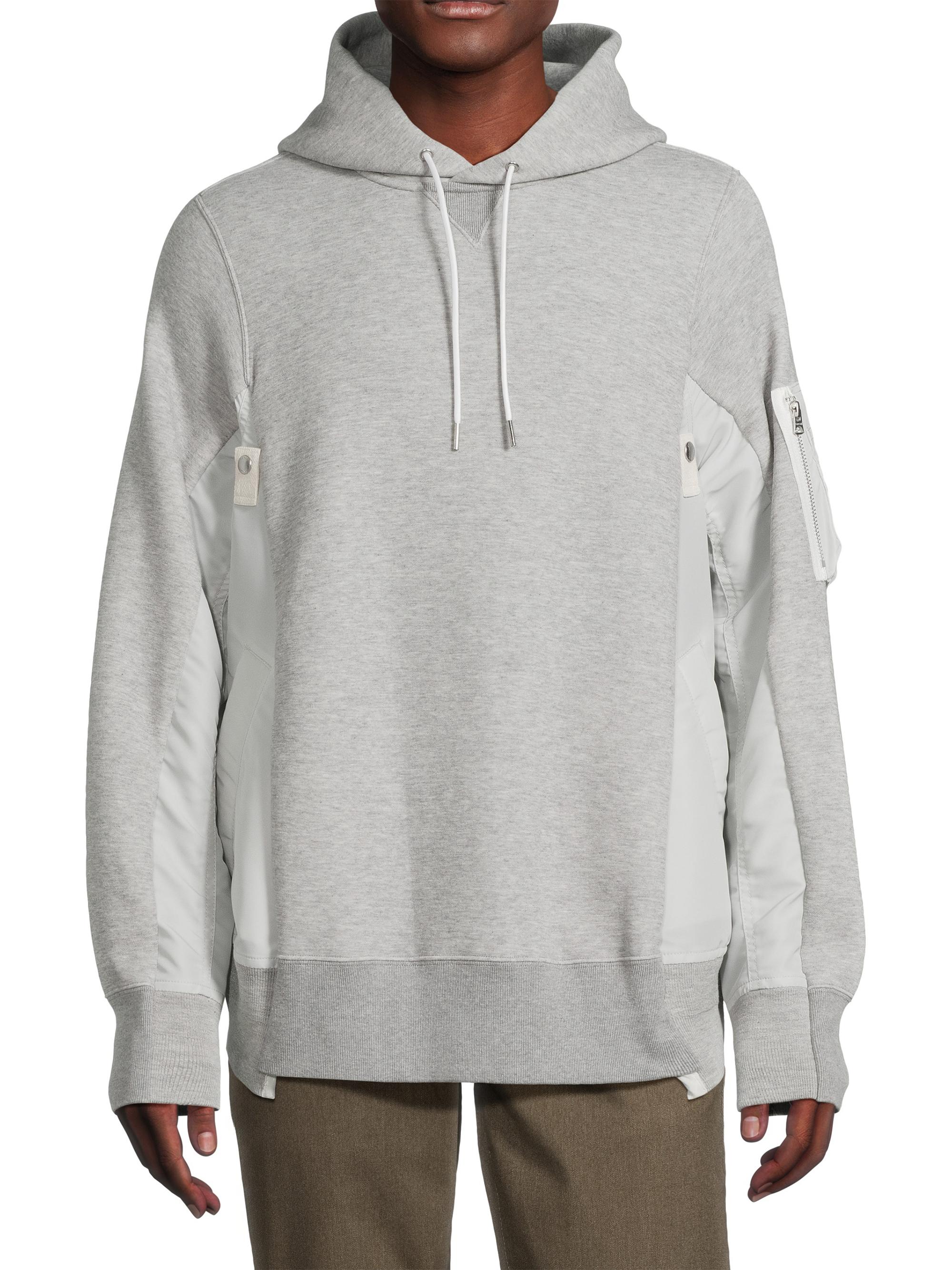 Sacai Sponge Sweat Mixed-Media Cotton-Blend Hoodie | Saks