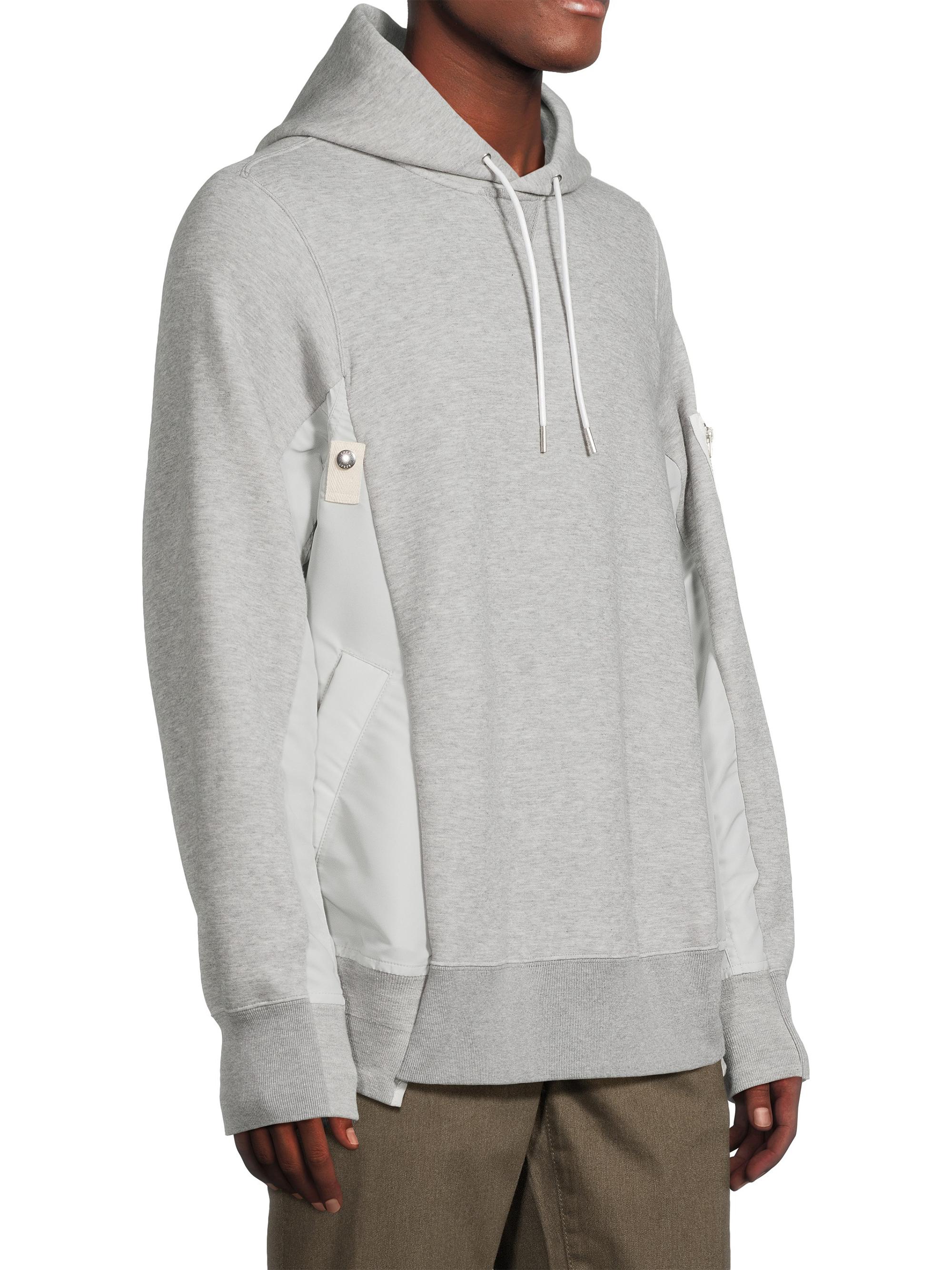 【本日セール】新品未使用 sacai Sponge Sweat Pullover sacai Sponge Sweat x Nylon Twill Hoodie Charcoal Grey | HAVEN