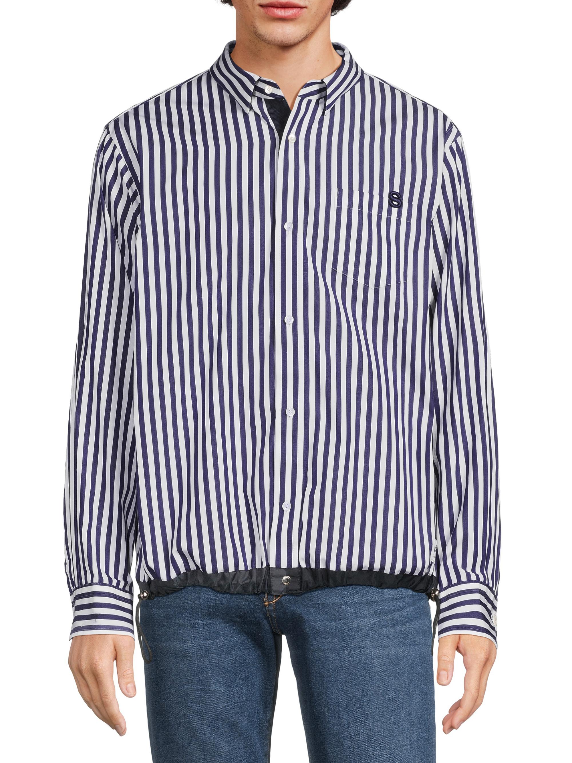 Sacai Thomas Mason Striped Cotton Poplin Shirt | Saks Fifth Avenue