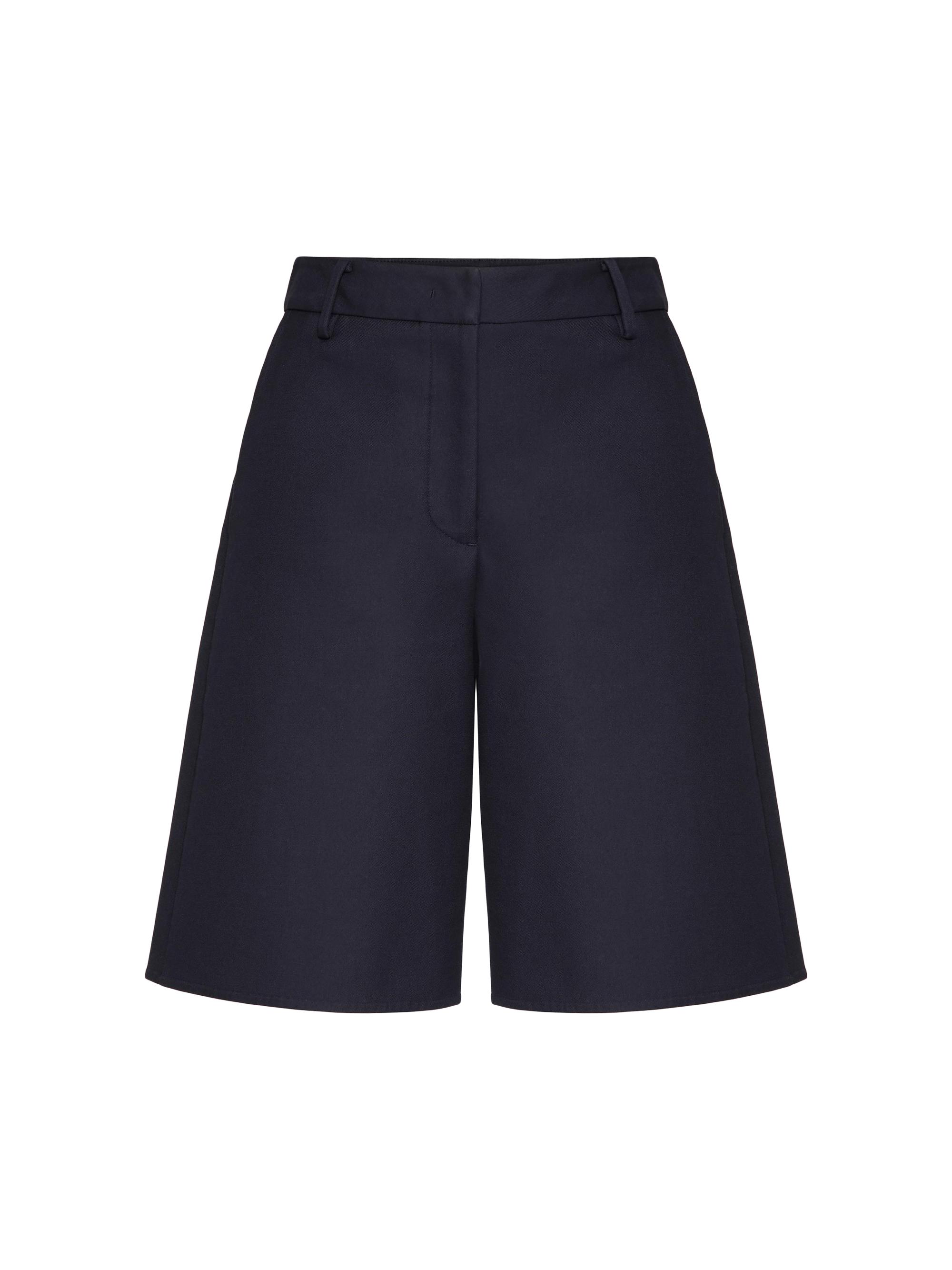 Valentino Garavani Women's Light Double Splittable Gabardine Bermuda Shorts - Navy